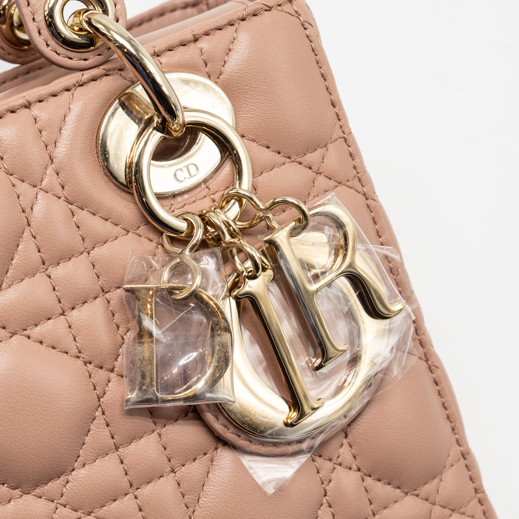 DIOR SMALL LADY DIOR LAMBSKIN DARK PINK LGHW