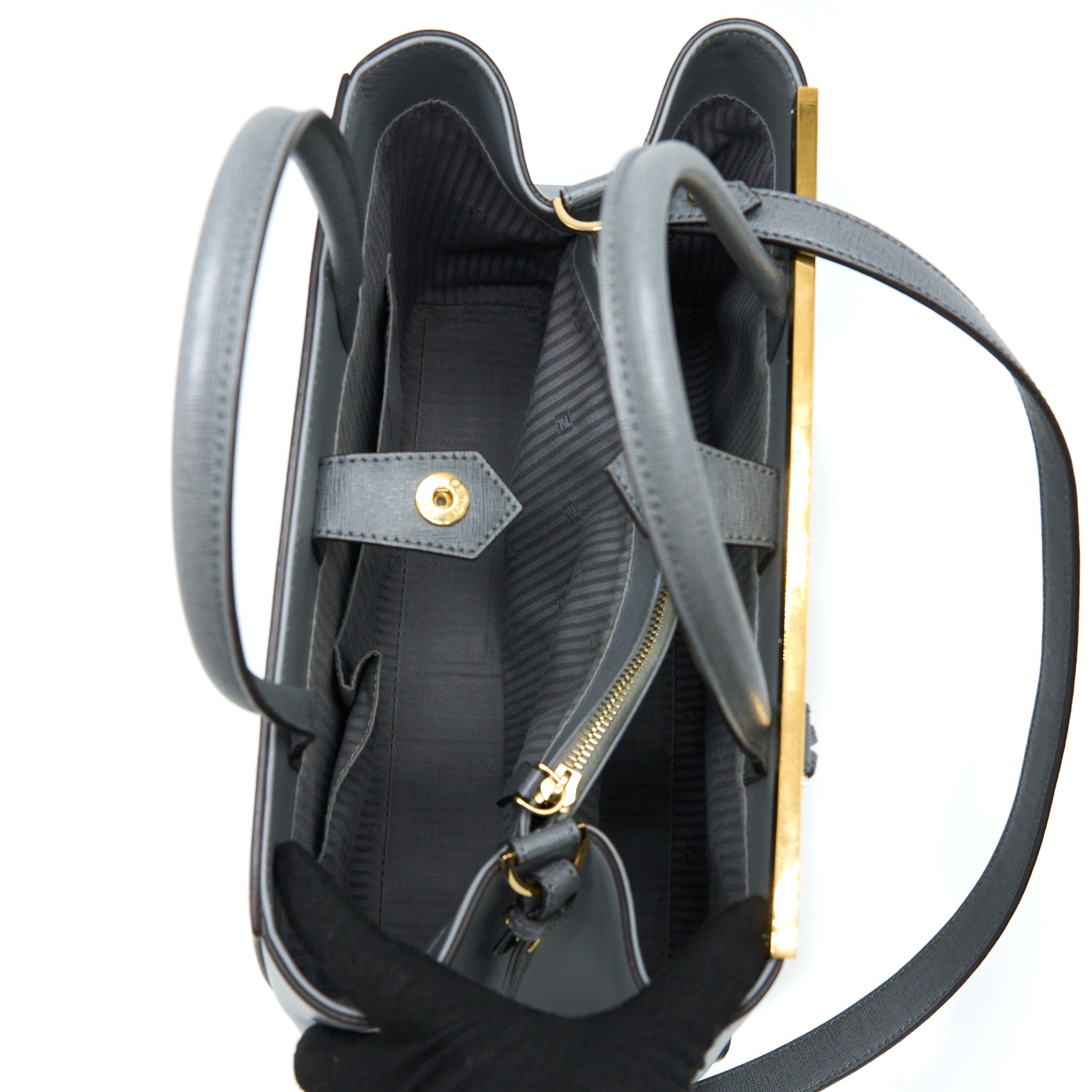 FENDI 2 JOURS LARGE BAG GREY GHW