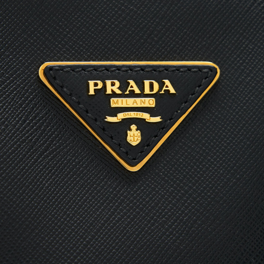 PRADA SMALL SAFFIANO LEATHER TOTE BAG BLACK GHW