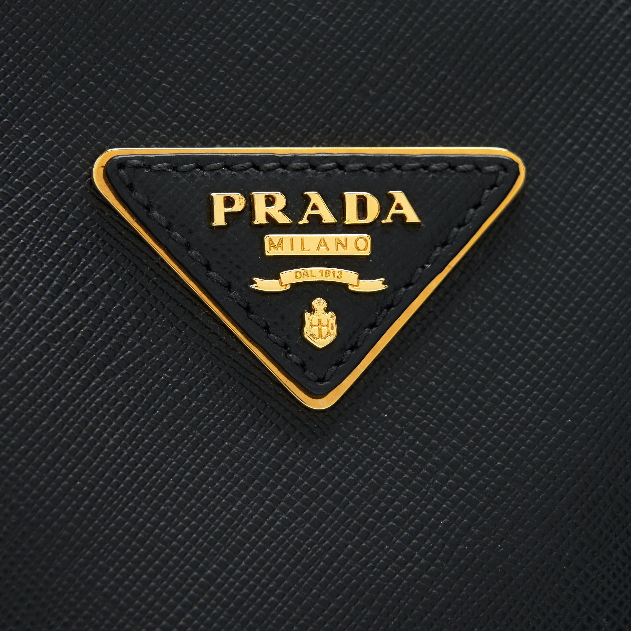 PRADA SMALL SAFFIANO LEATHER TOTE BAG BLACK GHW