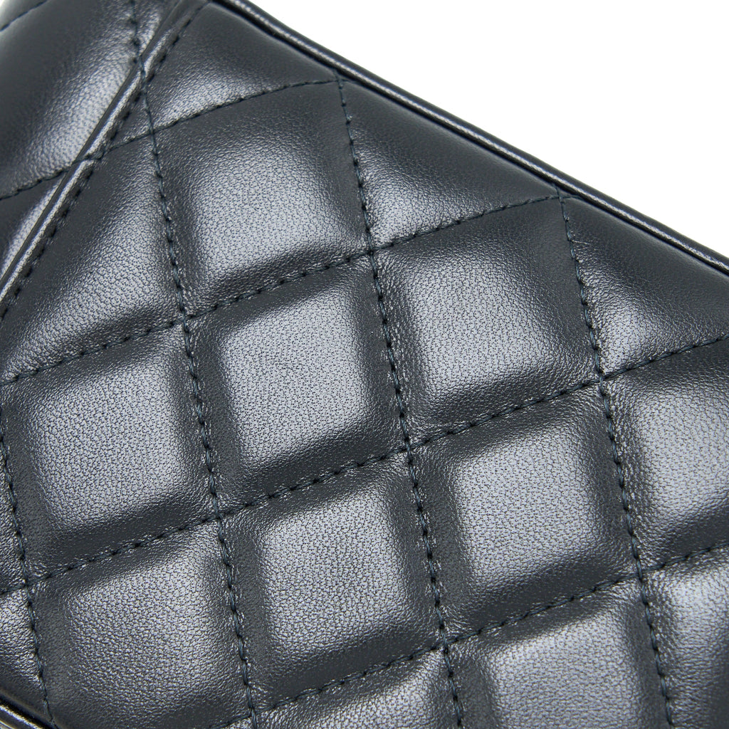 CHANEL LONG VANITY DETAILED GEM CHAIN LAMBSKIN BLACK GHW (MICROCHIP)