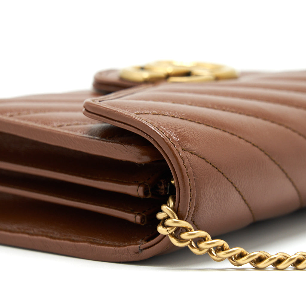 GUCCI GG MARMONT MATELASSE MINI BAG CALFSKIN BROWN GHW