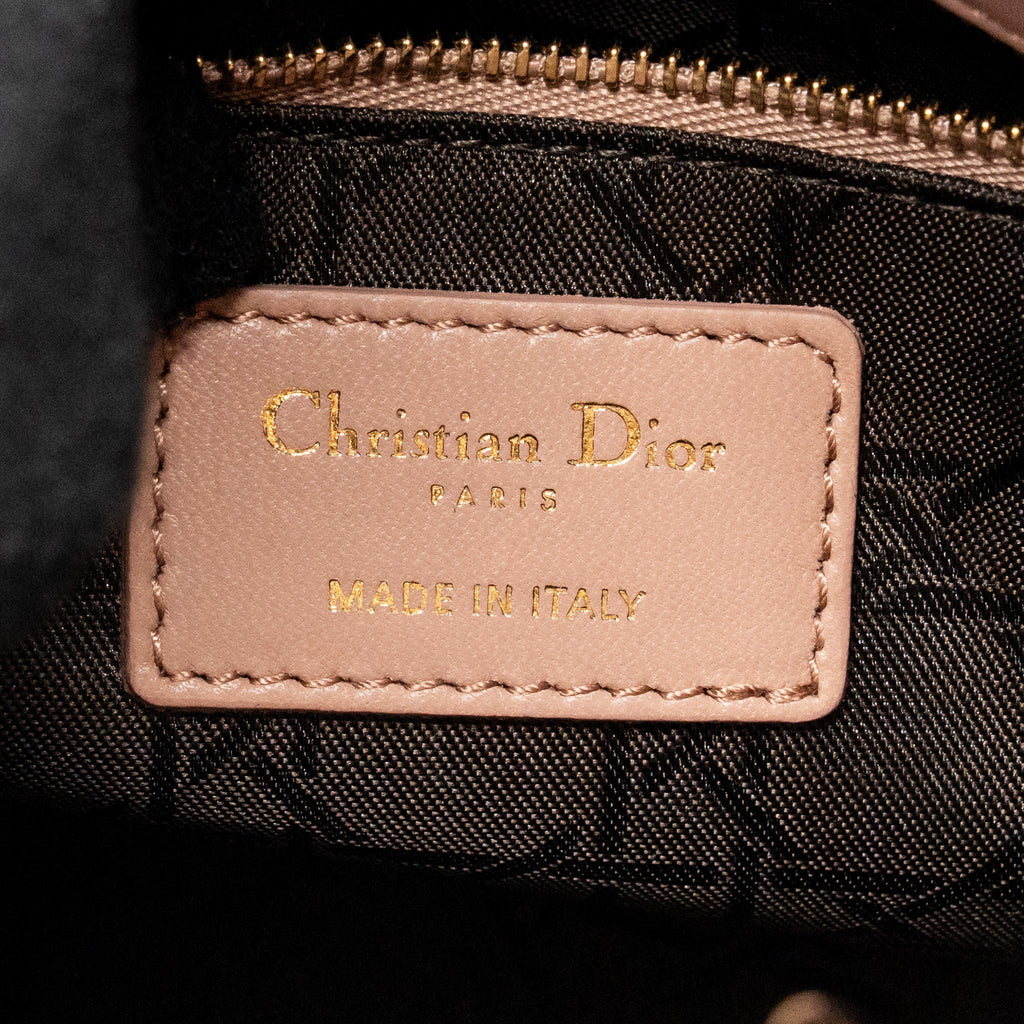 DIOR SMALL LADY DIOR LAMBSKIN DARK PINK LGHW