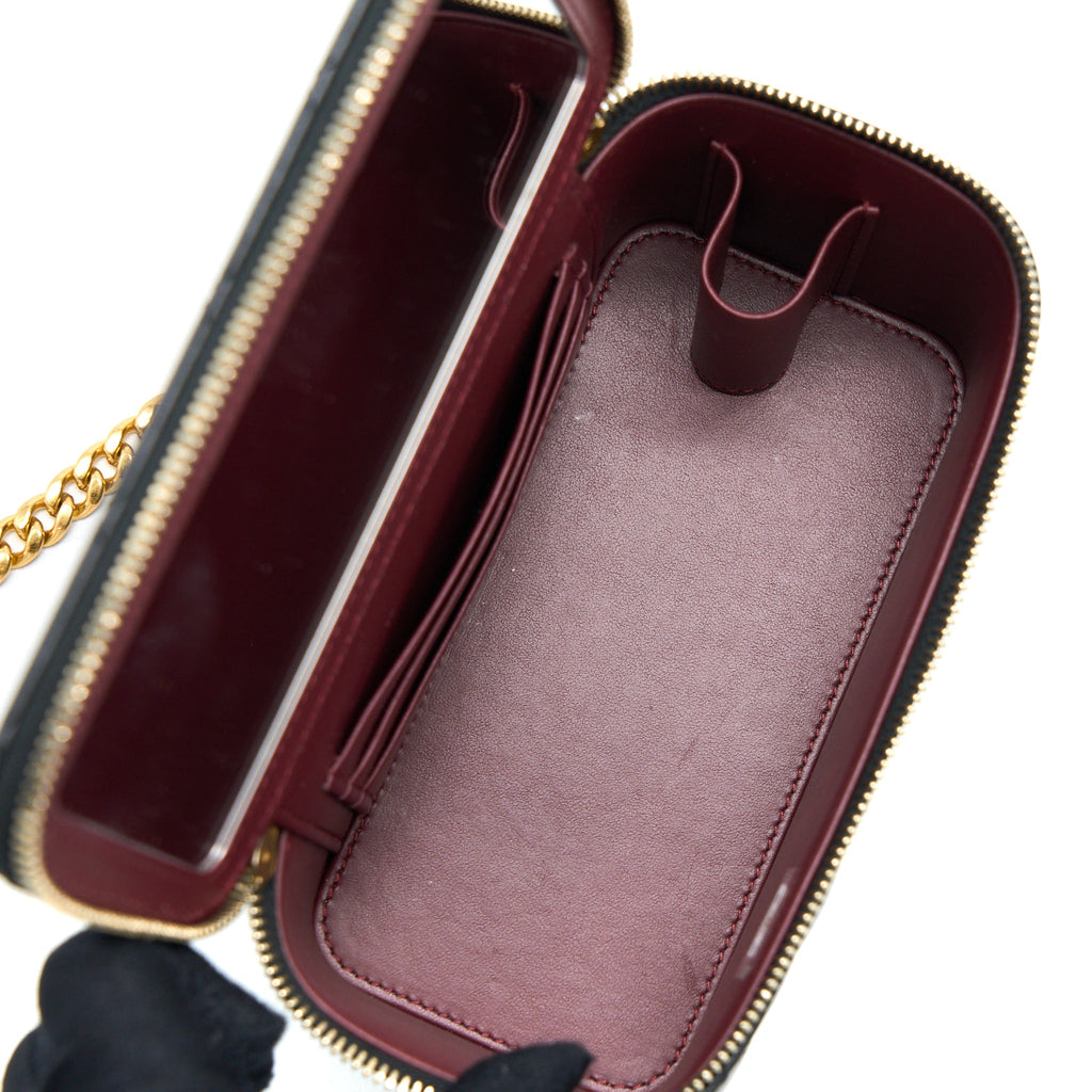 CHANEL LONG VANITY DETAILED GEM CHAIN LAMBSKIN BLACK GHW (MICROCHIP)