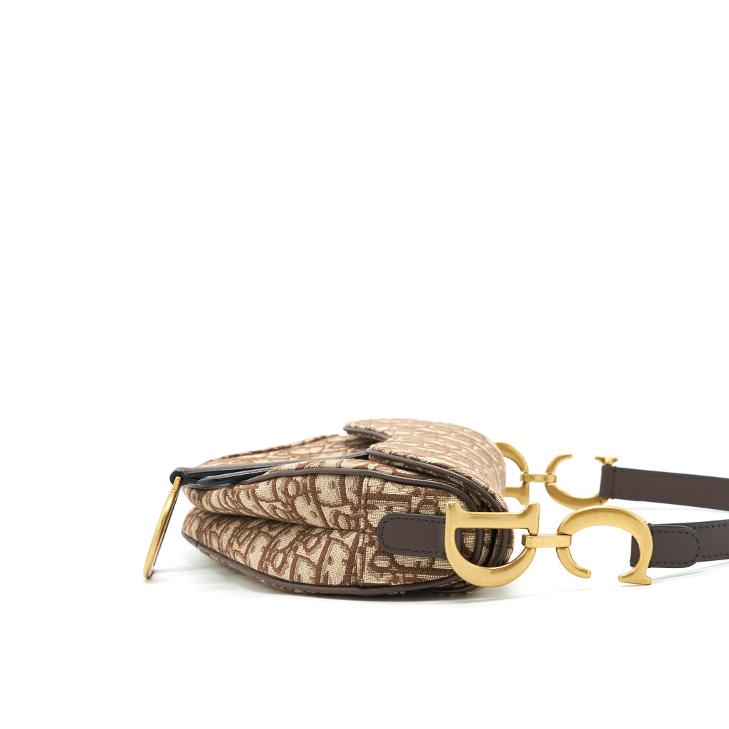 DIOR MEDIUM SADDLE BAG BROWN OBLIQUE GHW