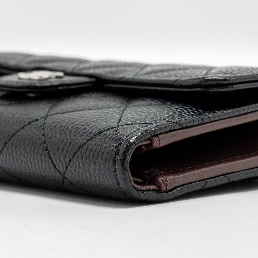 CHANEL CLASSIC FLAP WALLET CAVIAR BLACK SHW (MICROCHIP)