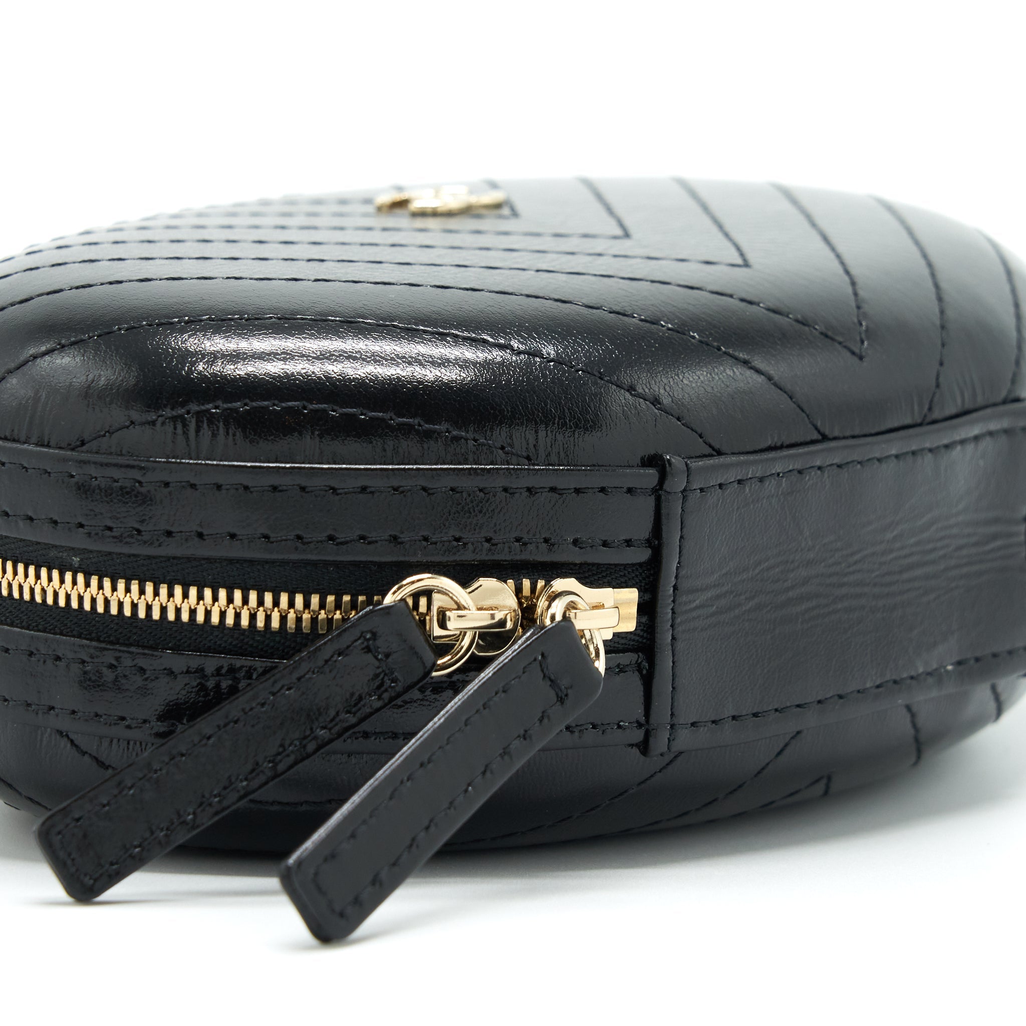 CHANEL LA PAUSA EVENING BAG CHEVRON CALFSKIN BLACK LGHW