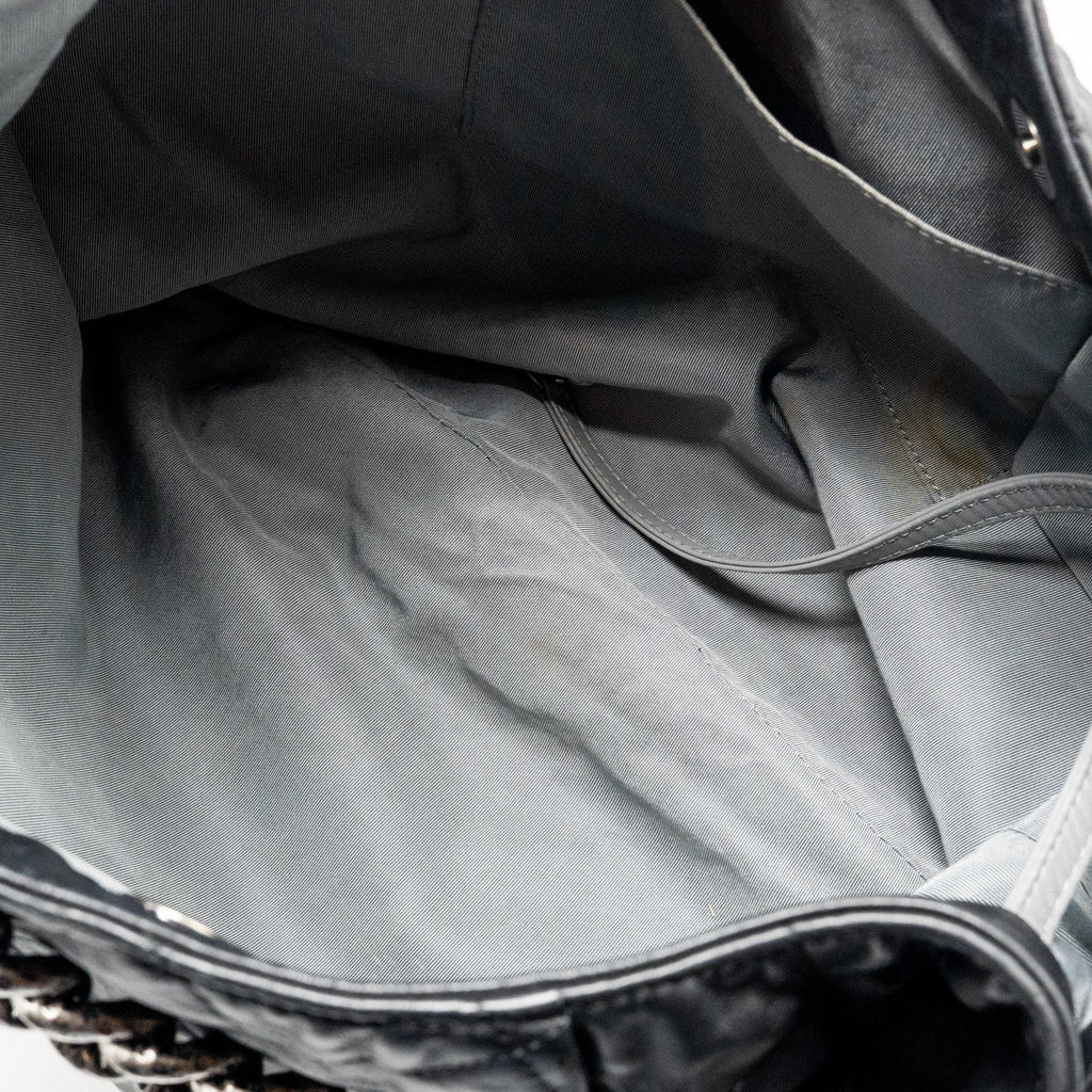 CHANEL COCO PLEATS HOBO BAG CALFSKIN BLACK RUTHENIUM HARDWARE