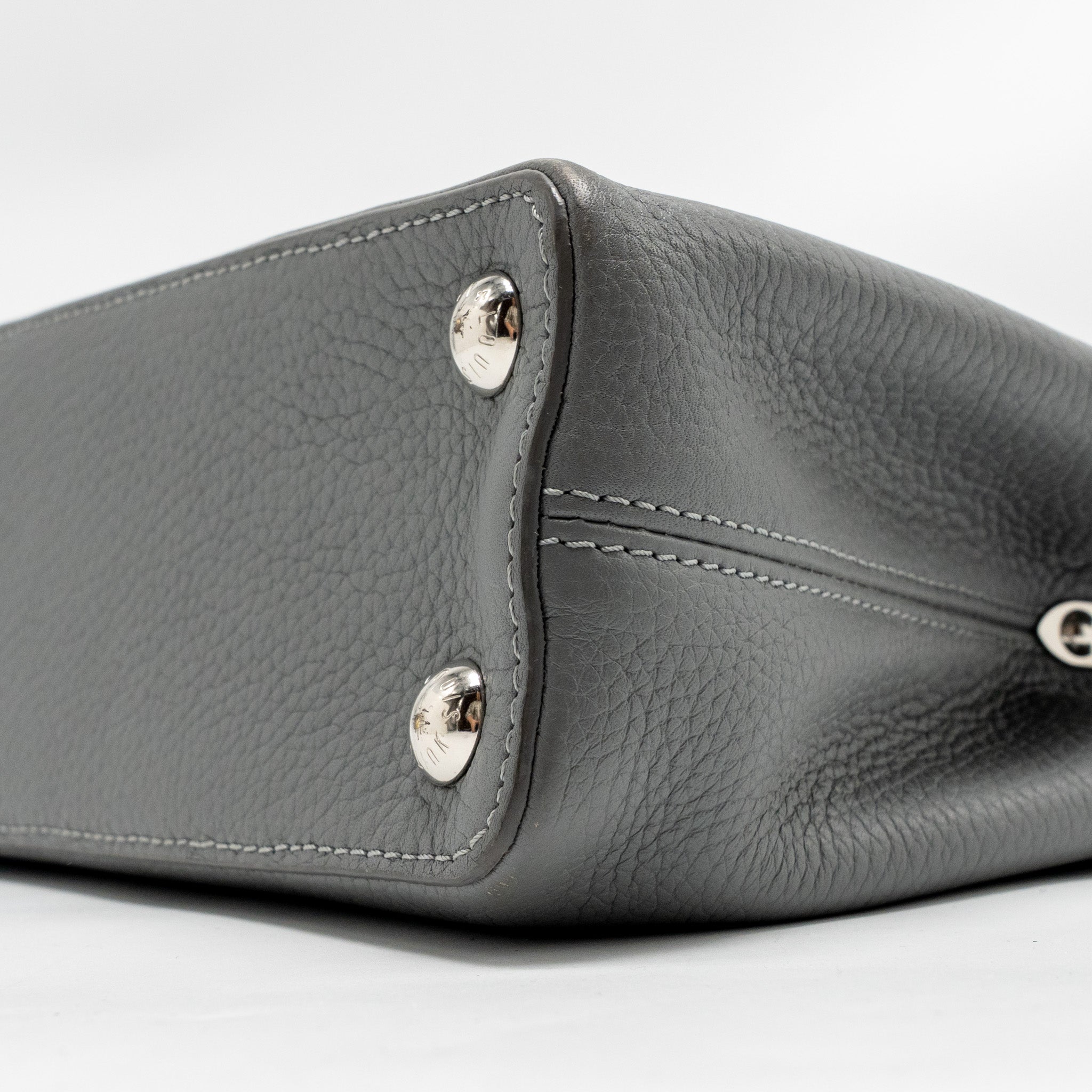 LOUIS VUITTON CAPUCINE BB PYTHON/TAURILLON LEATHER GREY SHW