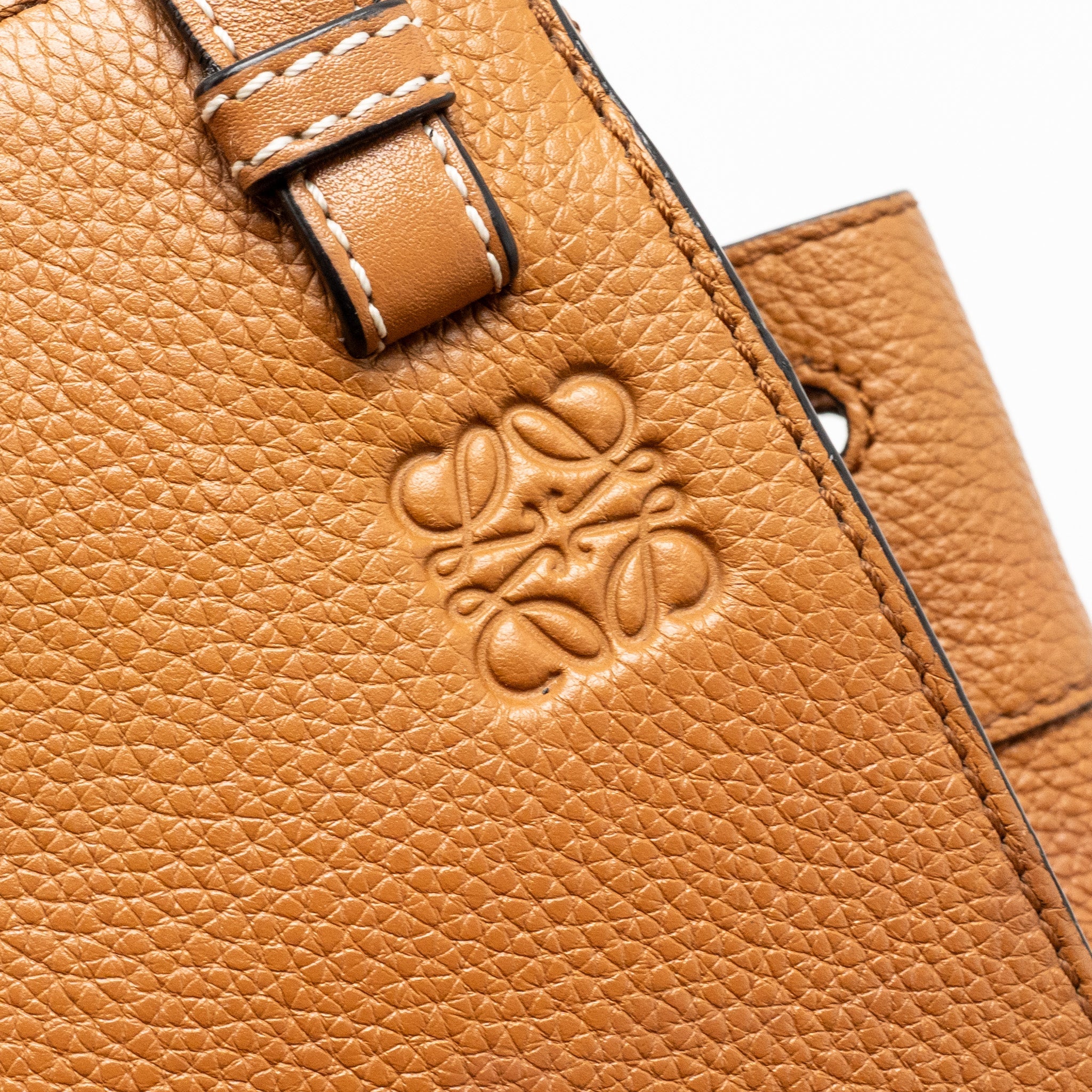 LOEWE MINI HAMMOCK DRAWSTRING BAG GRAINED CALFSKIN TAN GHW