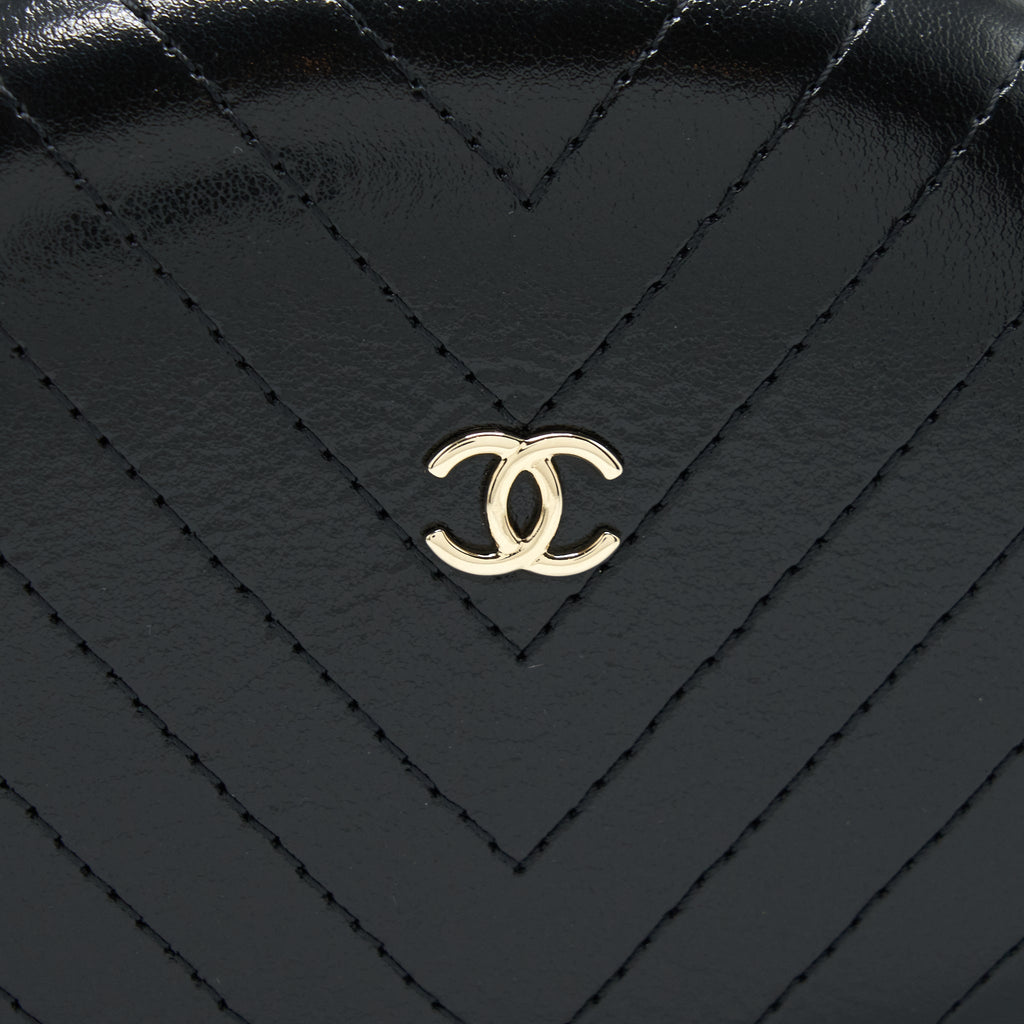 CHANEL LA PAUSA EVENING BAG CHEVRON CALFSKIN BLACK LGHW