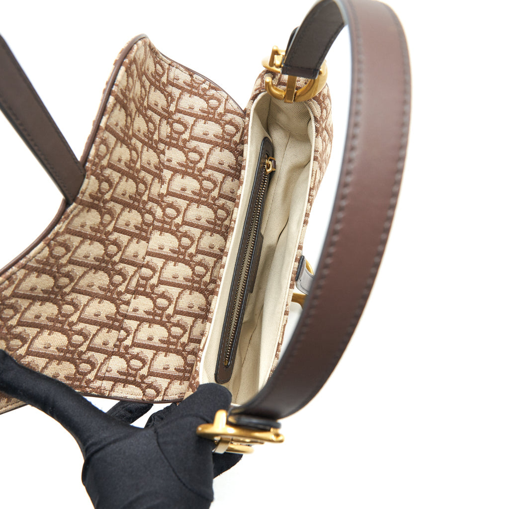 DIOR MEDIUM SADDLE BAG BROWN OBLIQUE GHW