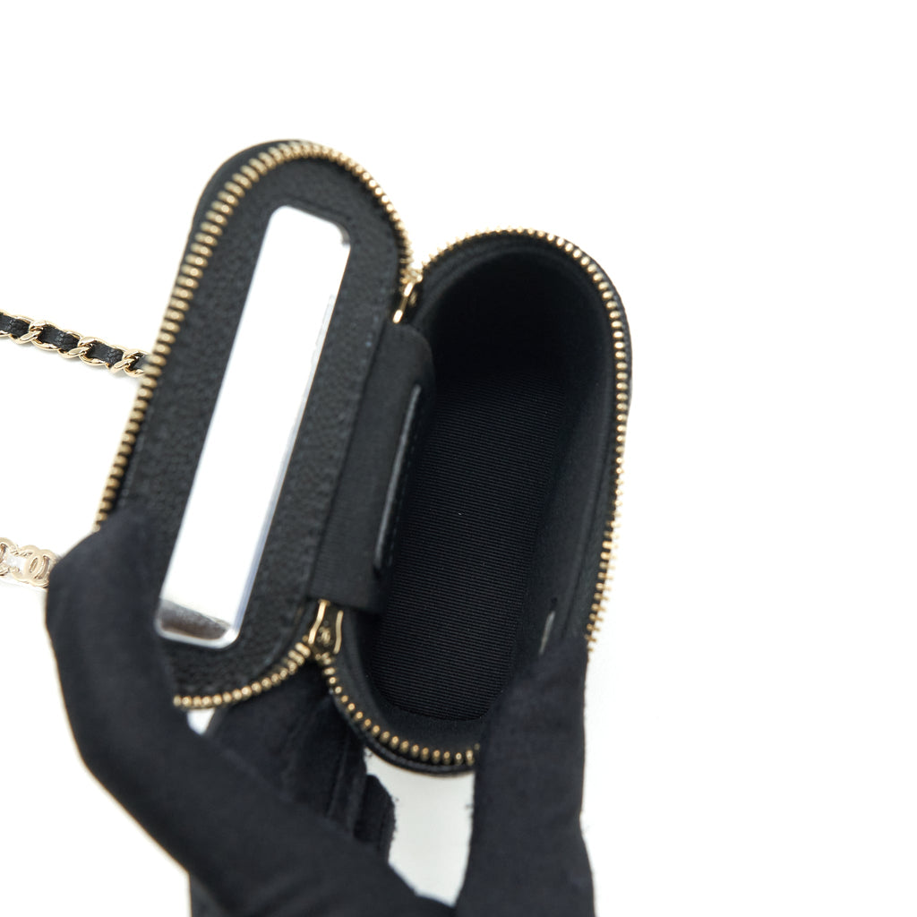 CHANEL 22P VERTICAL MINI VANITY WITH CC LOGO CHAIN CAVIAR BLACK LGHW