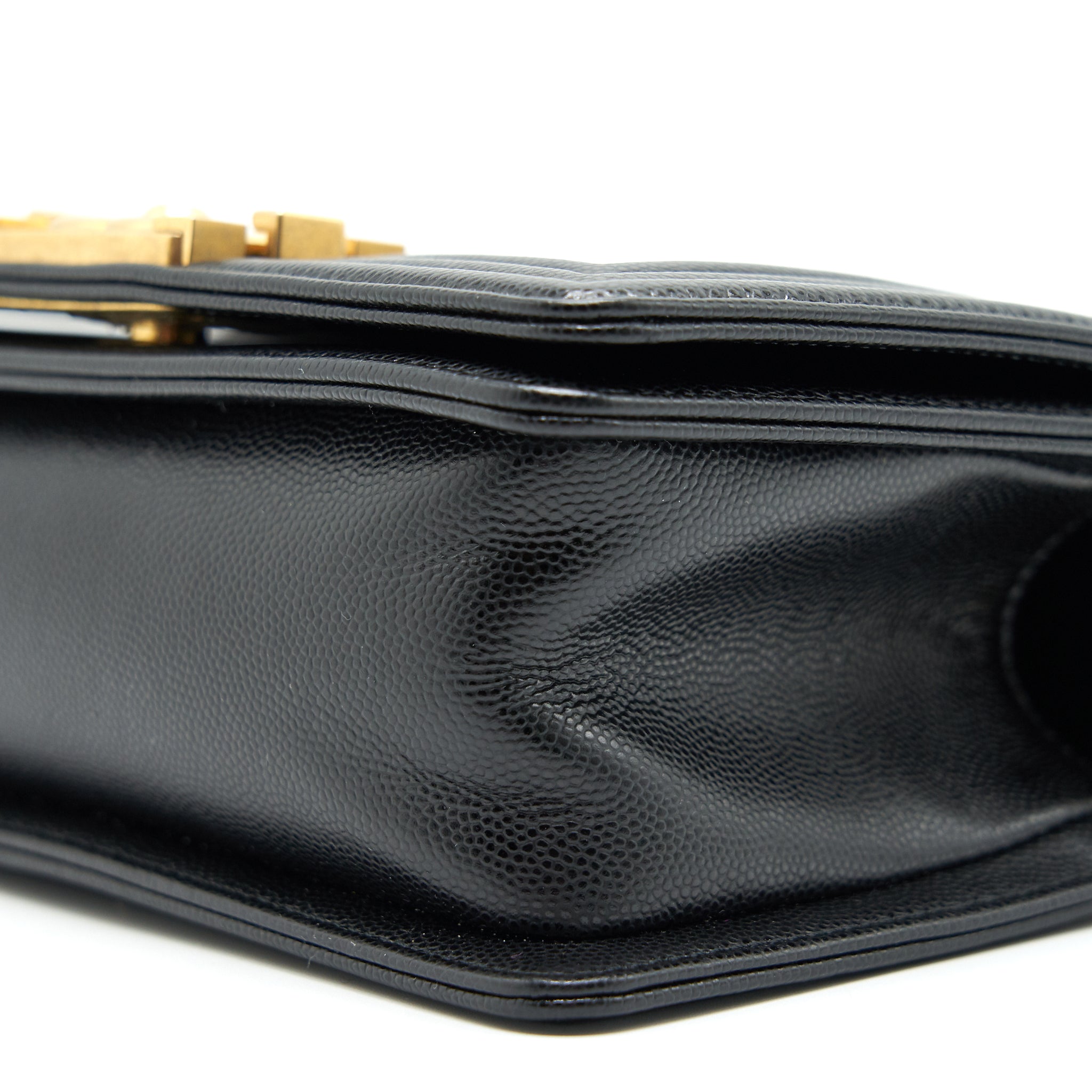 CHANEL SMALL BOY BAG CAVIAR BLACK BRUSHED GHW YEAR 2021 (MICROCHIP SERIAL）
