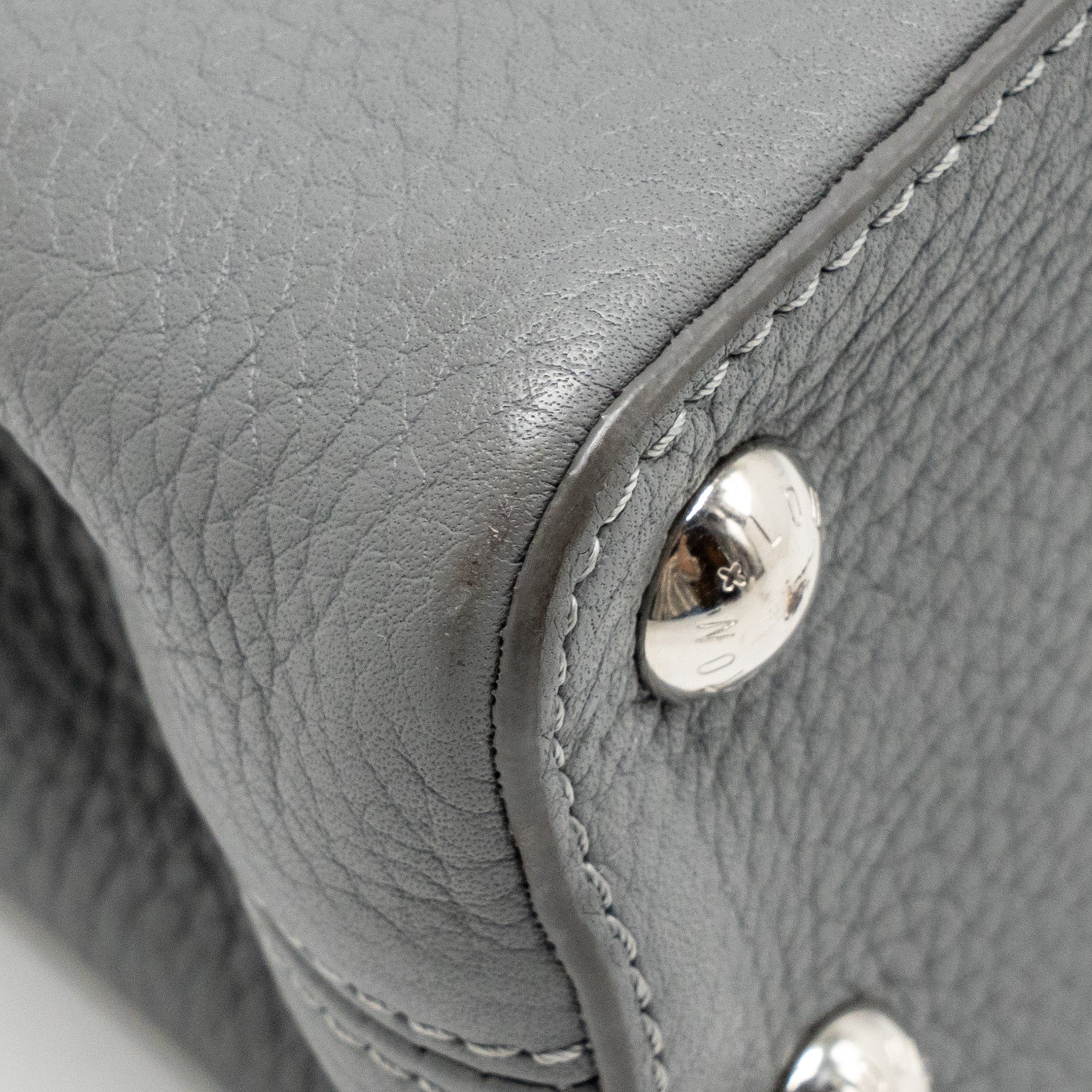 LOUIS VUITTON CAPUCINE BB PYTHON/TAURILLON LEATHER GREY SHW
