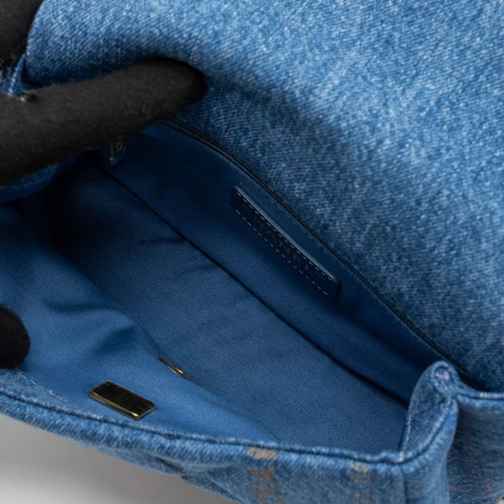CHANEL 22P SMALL FLAP BAG DENIM BLUE GHW (MICROCHIP)