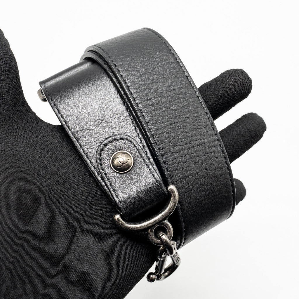 CHANEL COCO PLEATS HOBO BAG CALFSKIN BLACK RUTHENIUM HARDWARE