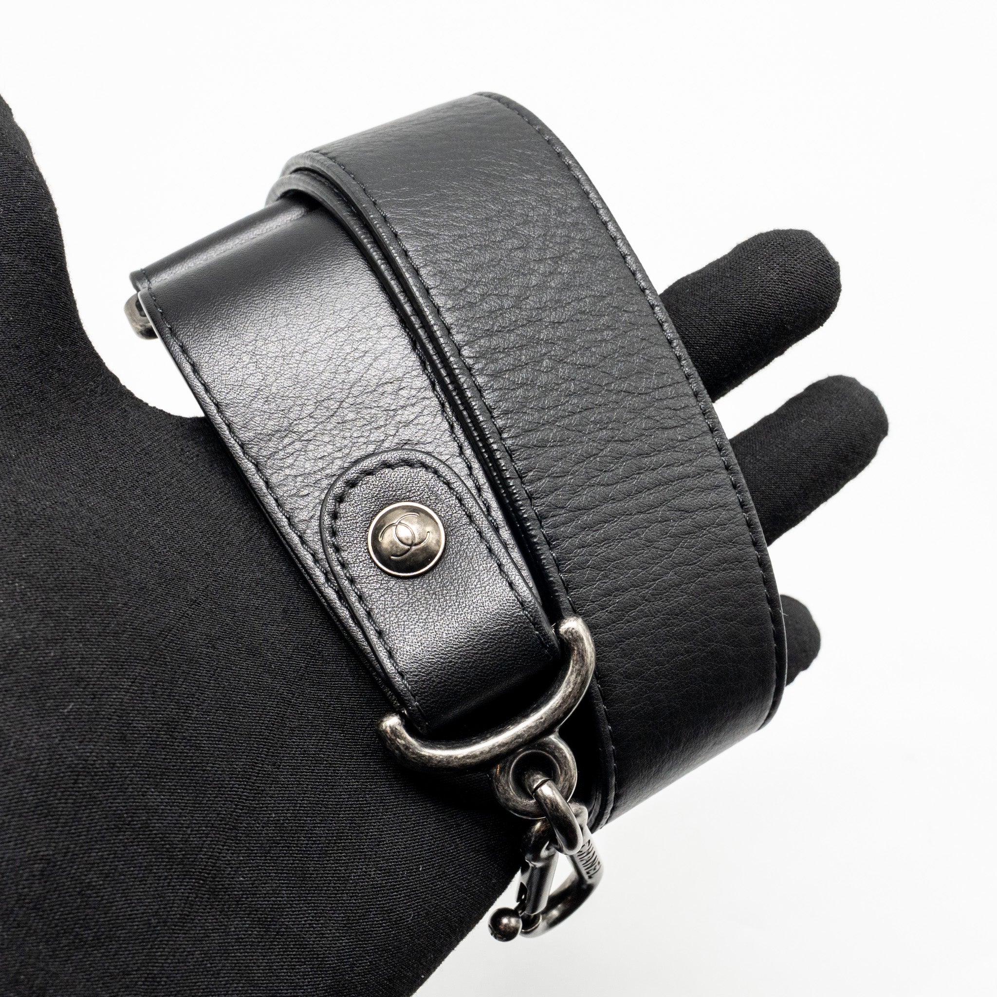 CHANEL COCO PLEATS HOBO BAG CALFSKIN BLACK RUTHENIUM HARDWARE