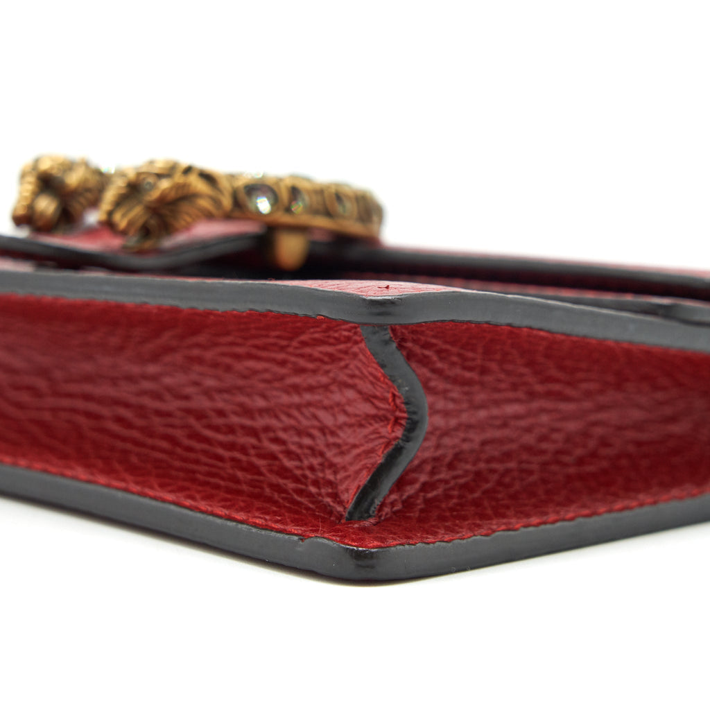 GUCCI DIONYSUS SUPER MINI LEATHER BAG RED SHW