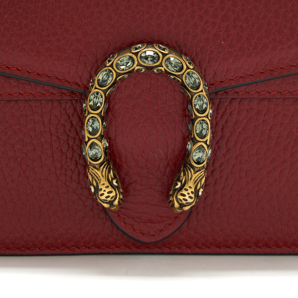 GUCCI DIONYSUS SUPER MINI LEATHER BAG RED SHW