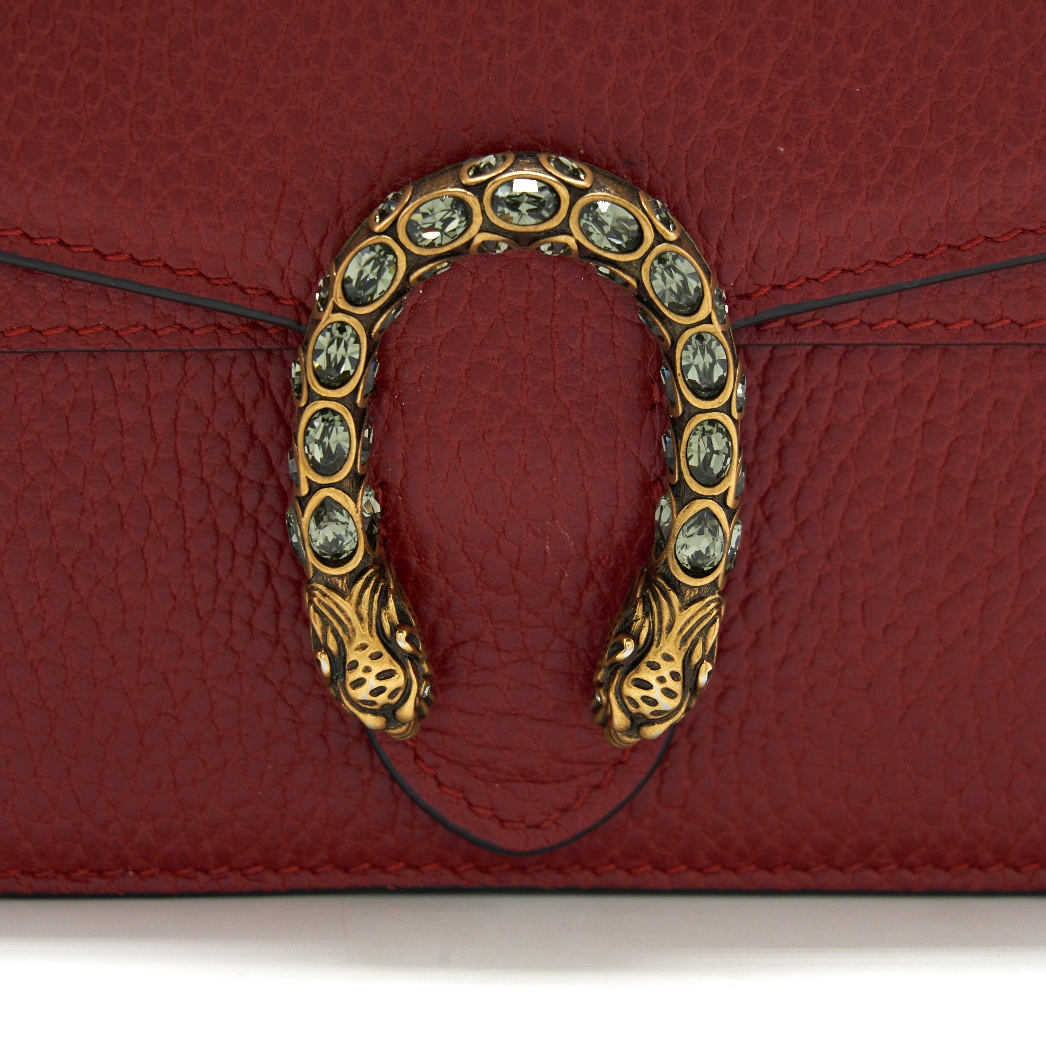 GUCCI DIONYSUS SUPER MINI LEATHER BAG RED SHW
