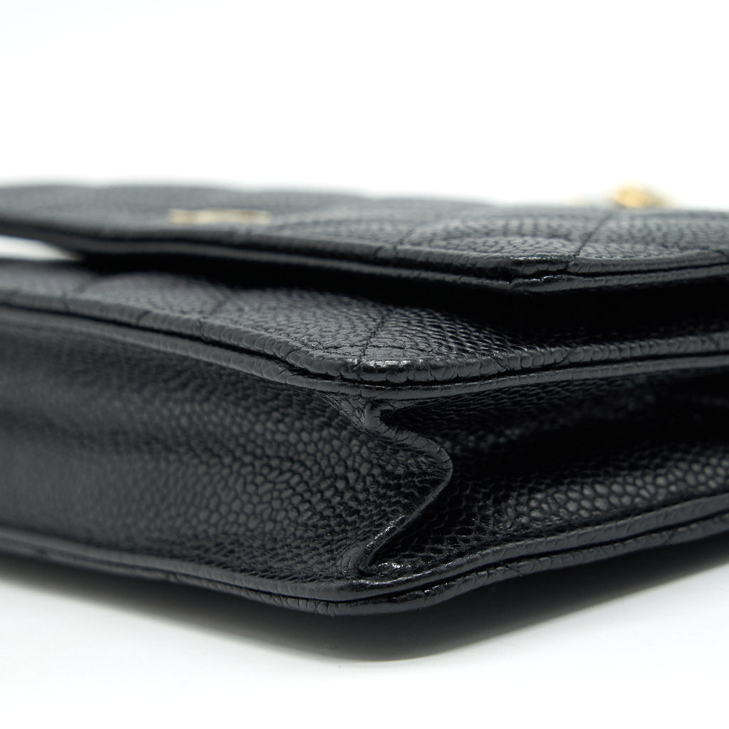 CHANEL CAVIAR WALLET ON CHAIN BLACK GHW