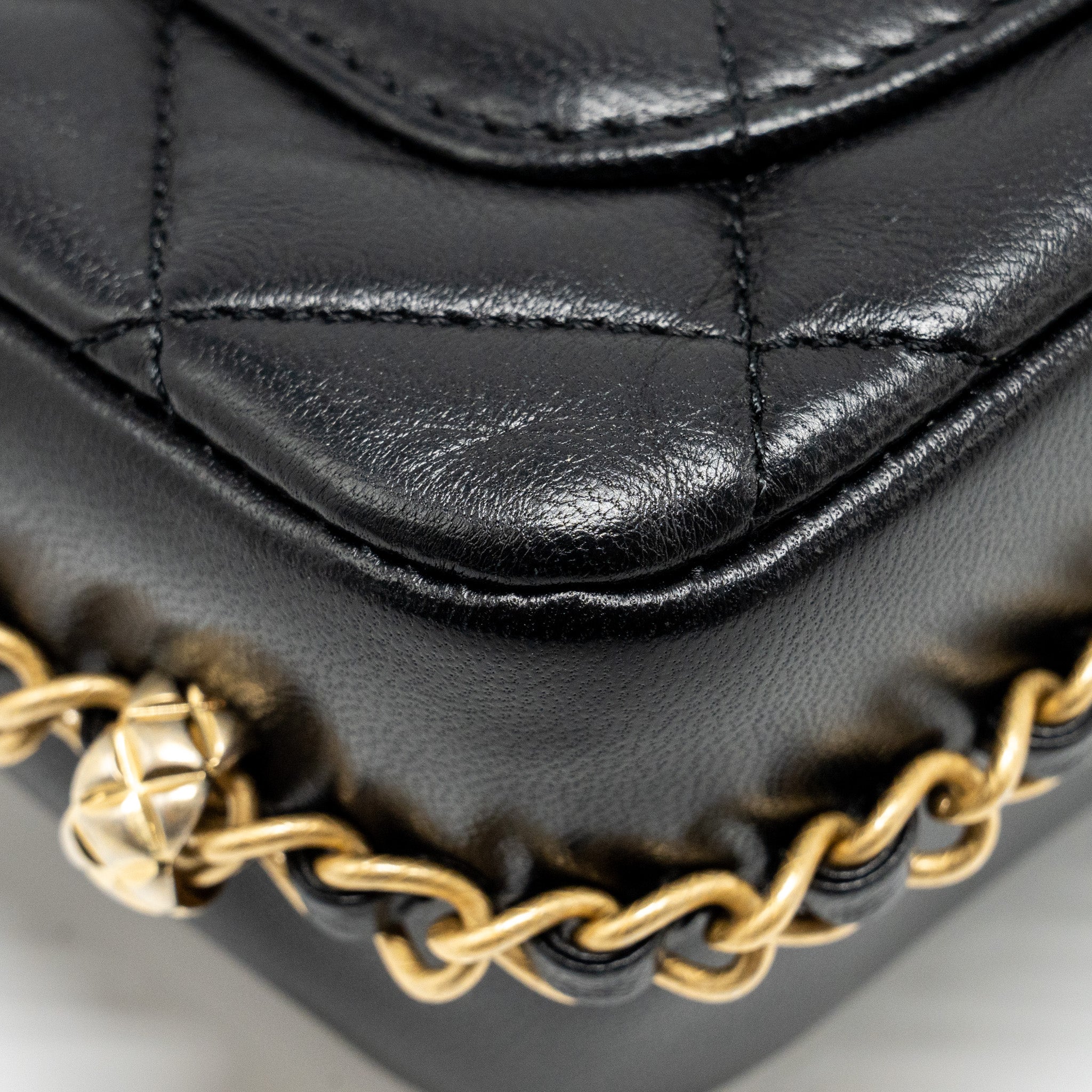 CHANEL MINI COCO CC LOGO QUILTED FLAP BAG LAMBSKIN BLACK GHW (MICROCHIP)