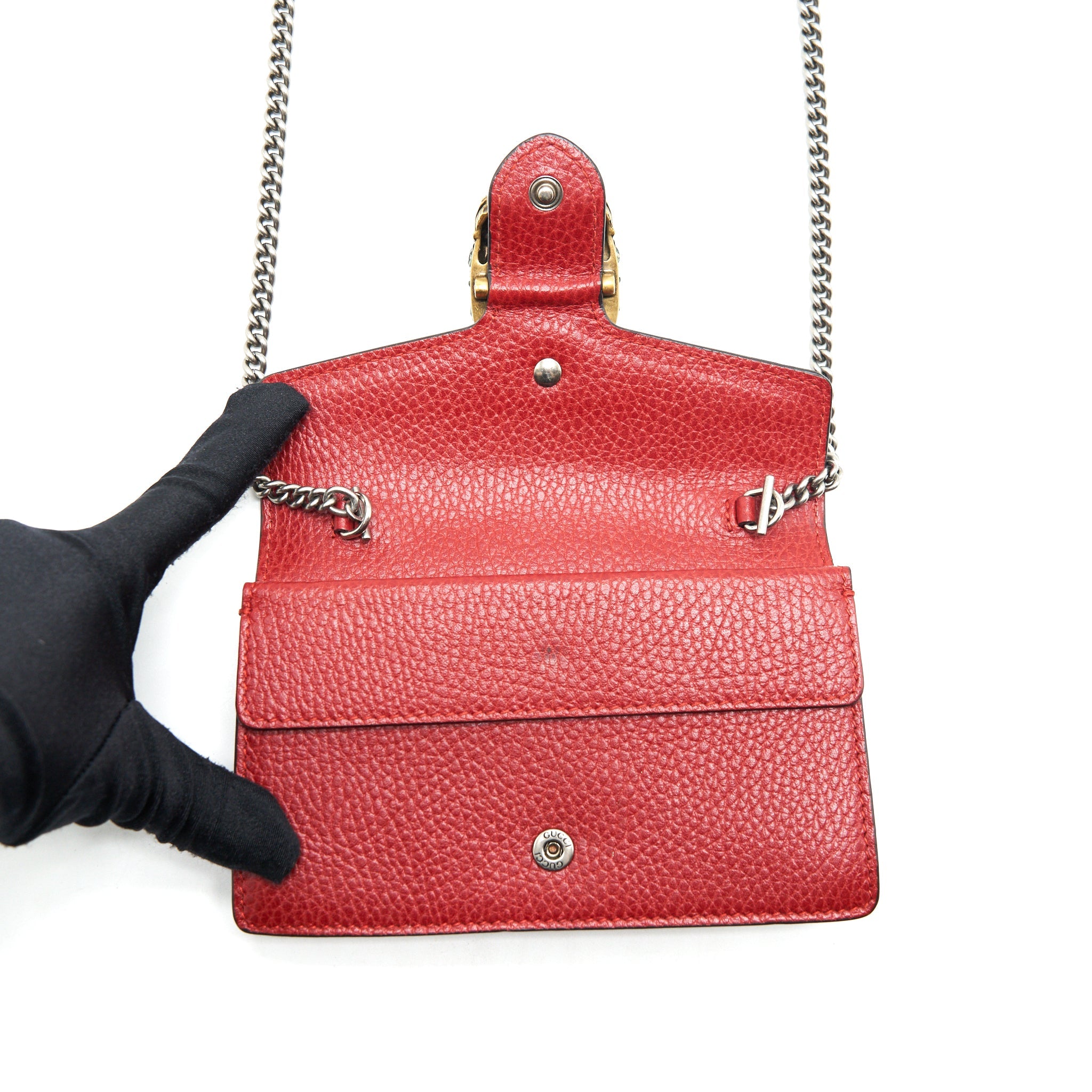 GUCCI DIONYSUS SUPER MINI LEATHER BAG RED SHW