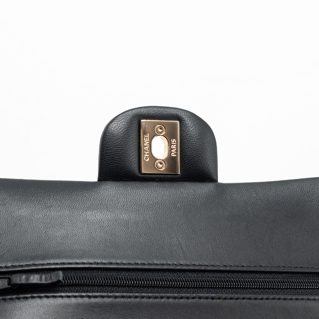 CHANEL SMALL CLASSIC DOUBLE FLAP BAG LAMBSKIN BLACK RGHW(MICROCHIP)