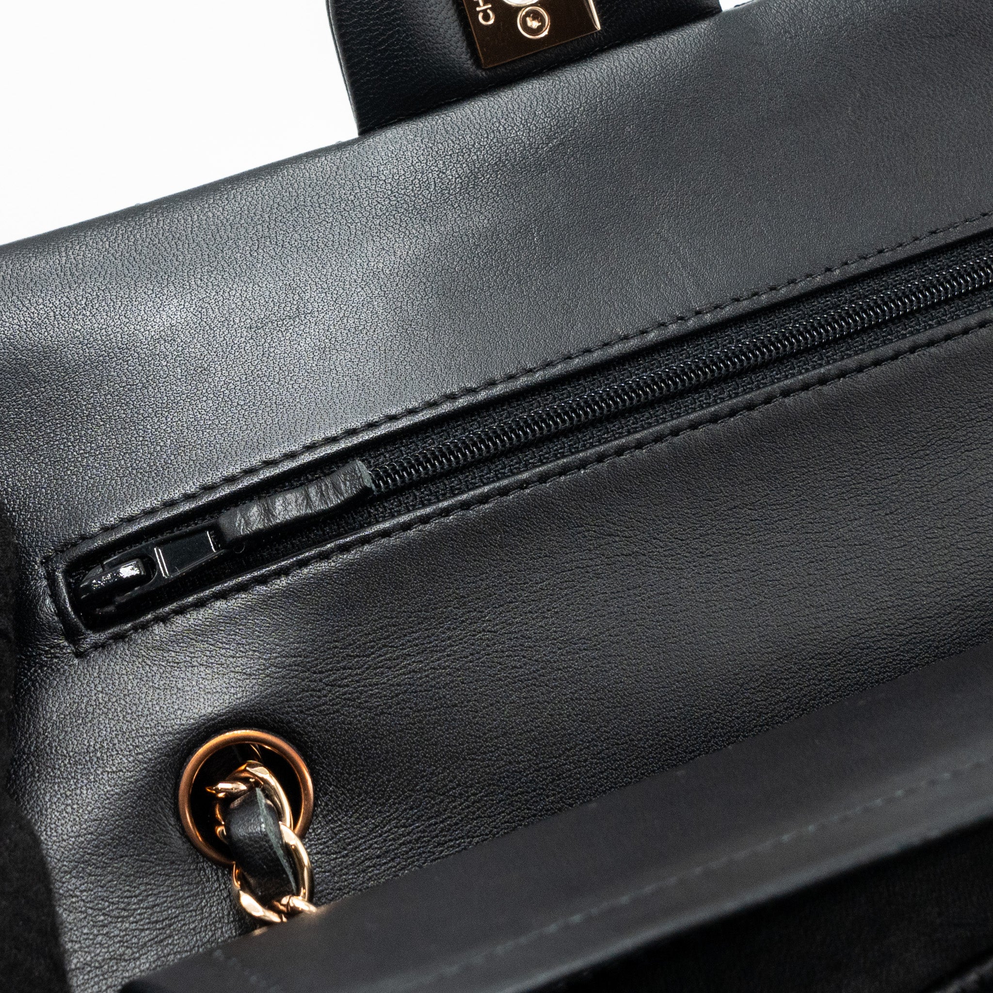 CHANEL SMALL CLASSIC DOUBLE FLAP BAG LAMBSKIN BLACK RGHW(MICROCHIP)