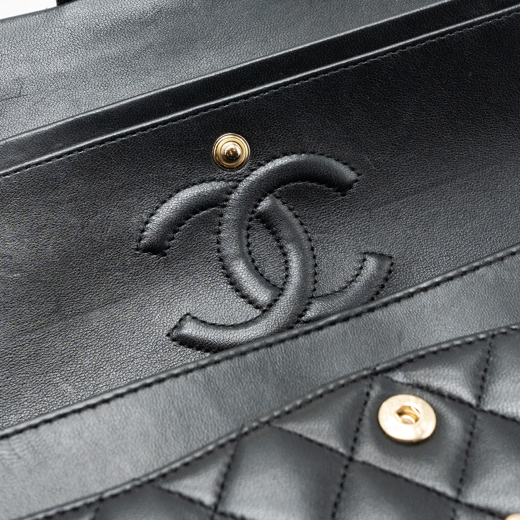 CHANEL SMALL CLASSIC DOUBLE FLAP BAG LAMBSKIN BLACK RGHW(MICROCHIP)