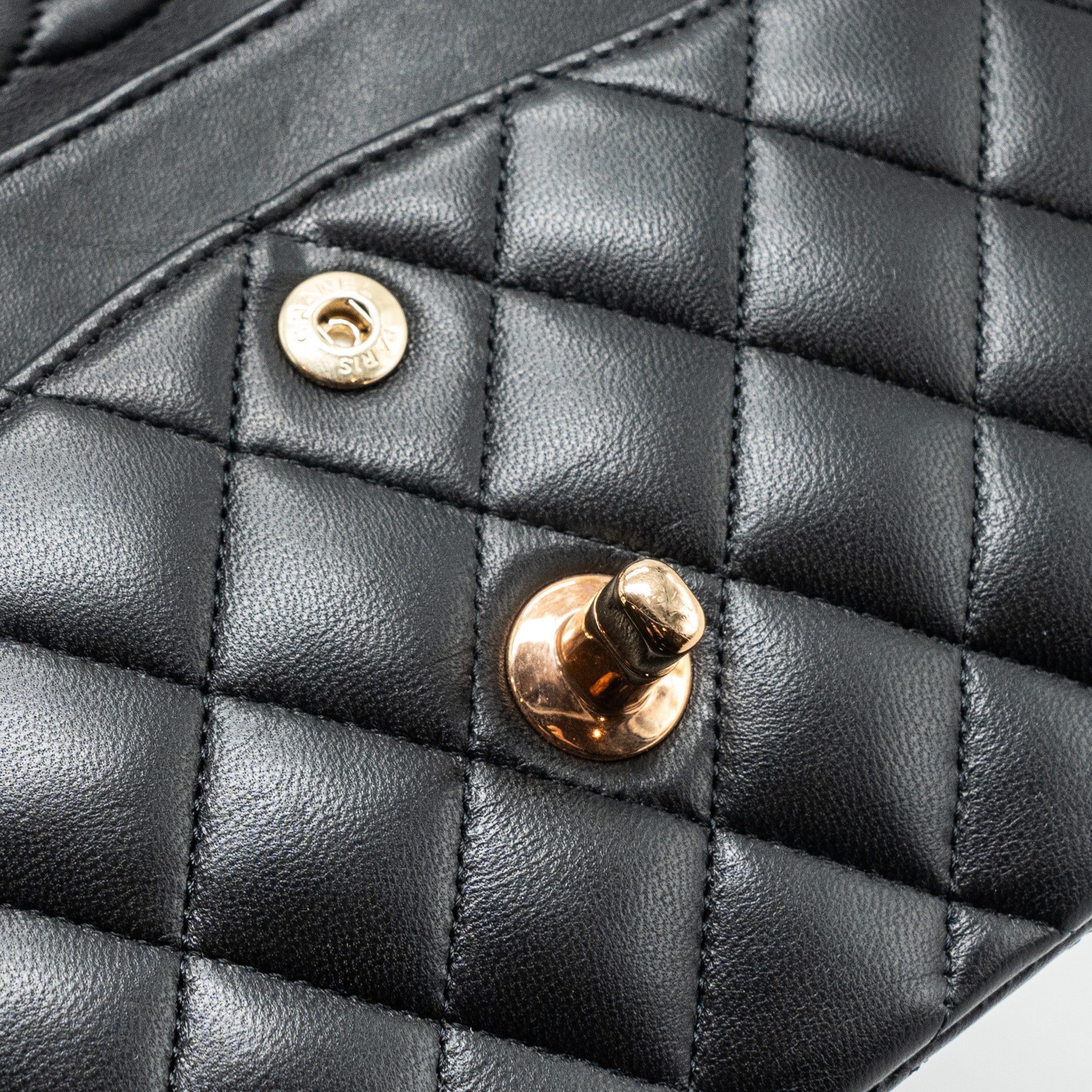CHANEL SMALL CLASSIC DOUBLE FLAP BAG LAMBSKIN BLACK RGHW(MICROCHIP)