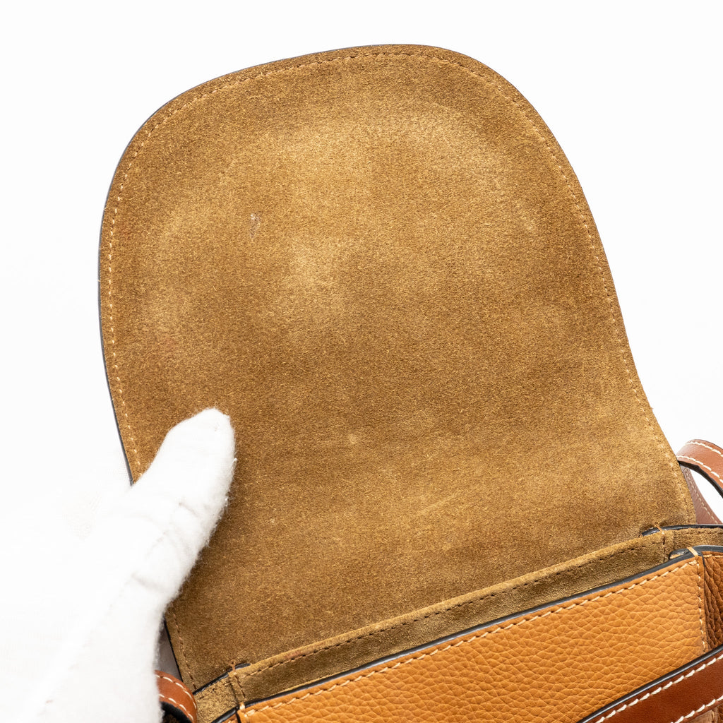 LOEWE MINI GATE BAG GRAINED CALFSKIN BROWN GHW