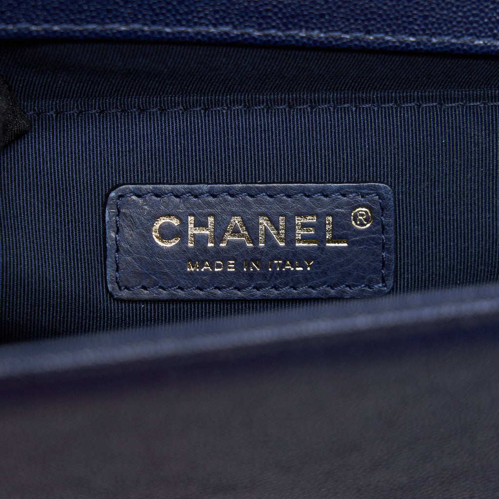 CHANEL BOY CHANEL OLD MEDIUM CAVIAR NAVY WITH GHW