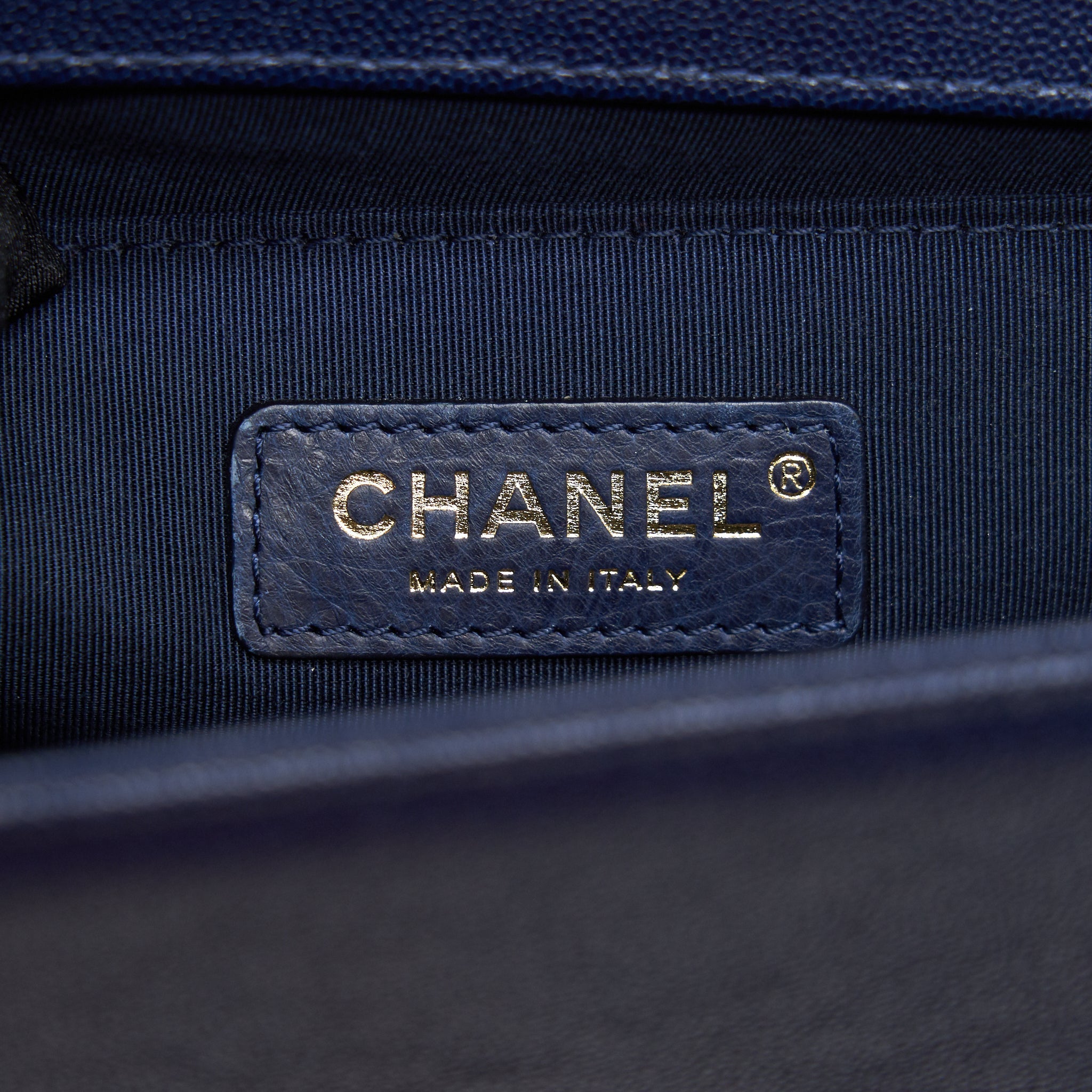 CHANEL BOY CHANEL OLD MEDIUM CAVIAR NAVY WITH GHW