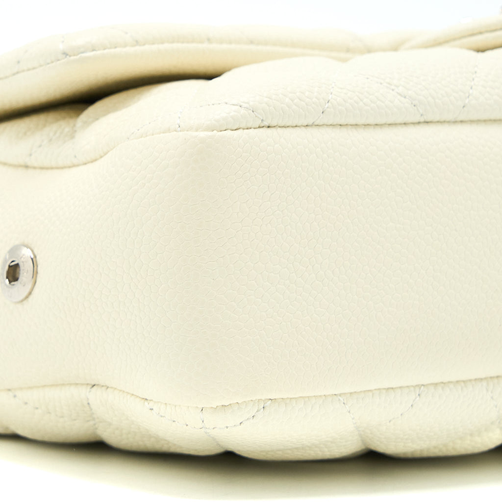 CHANEL QUILTED FLAP BAG CAVIAR WHITE SHW