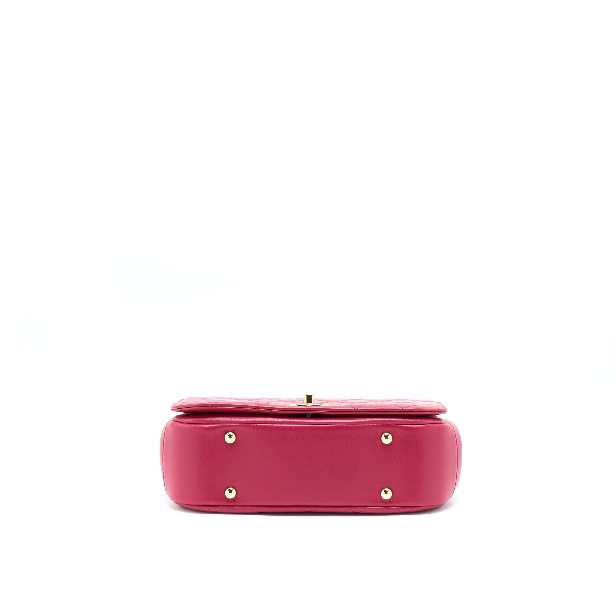 CHANEL TOP HANDLE FLAP BAG CROSSBODY LAMBSKIN PINK GHW