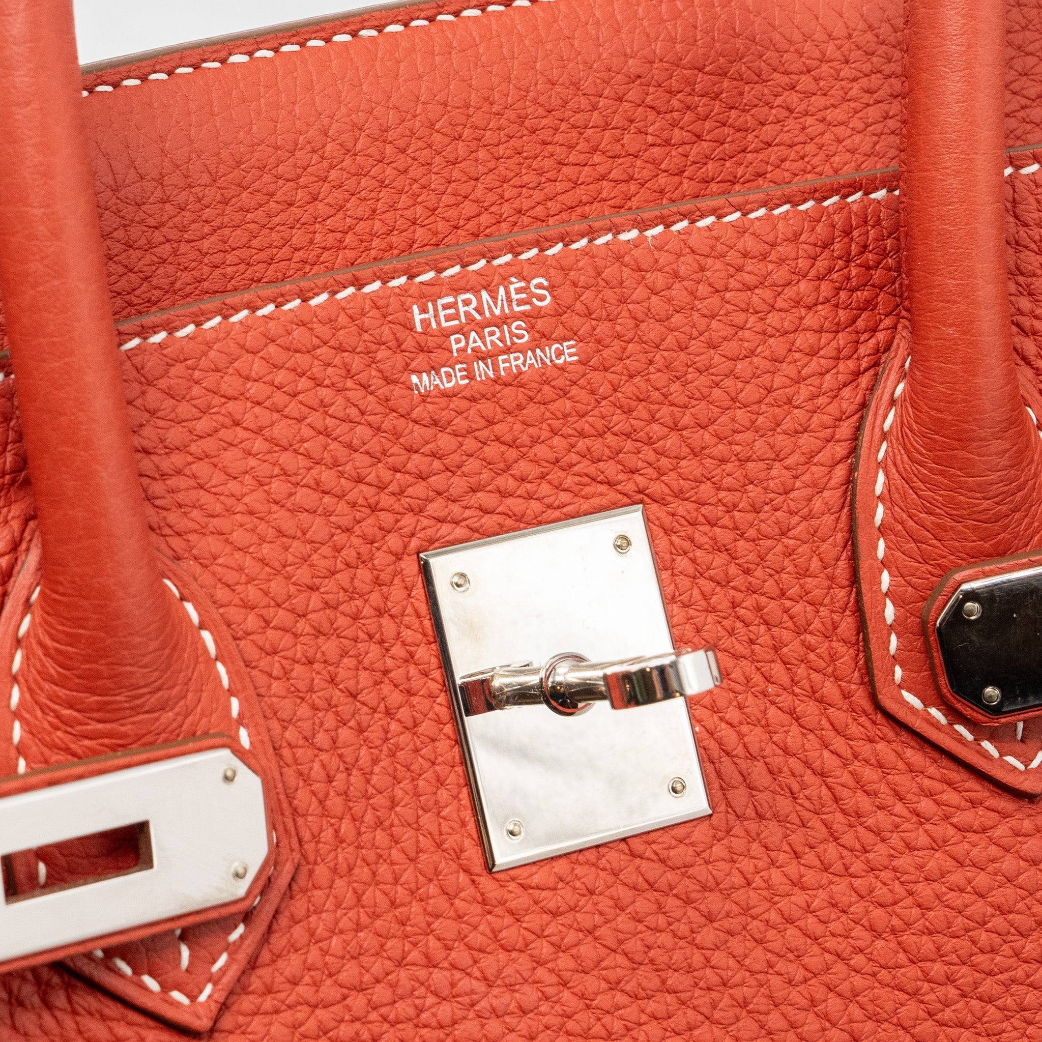 HERMES BIRKIN 35 TOGO SANGUINE / BLANC SHW