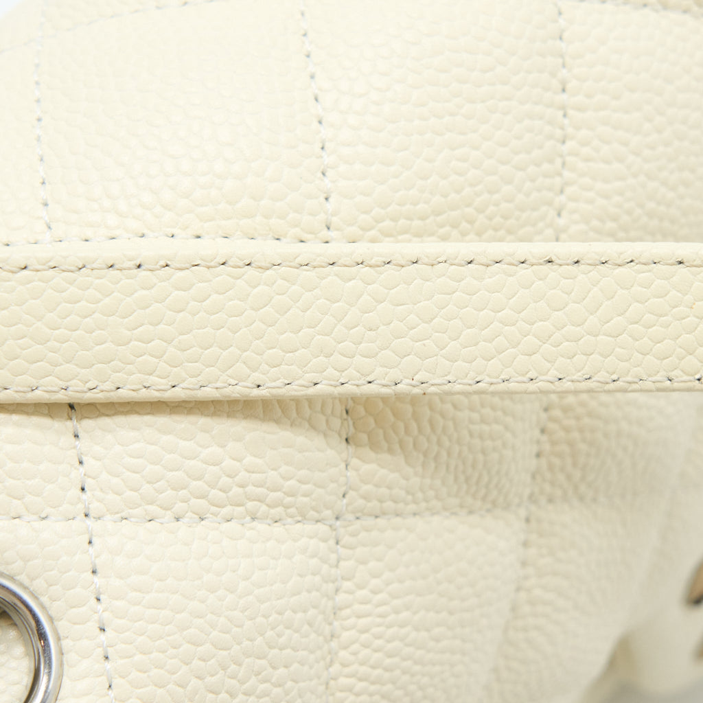 CHANEL QUILTED FLAP BAG CAVIAR WHITE SHW