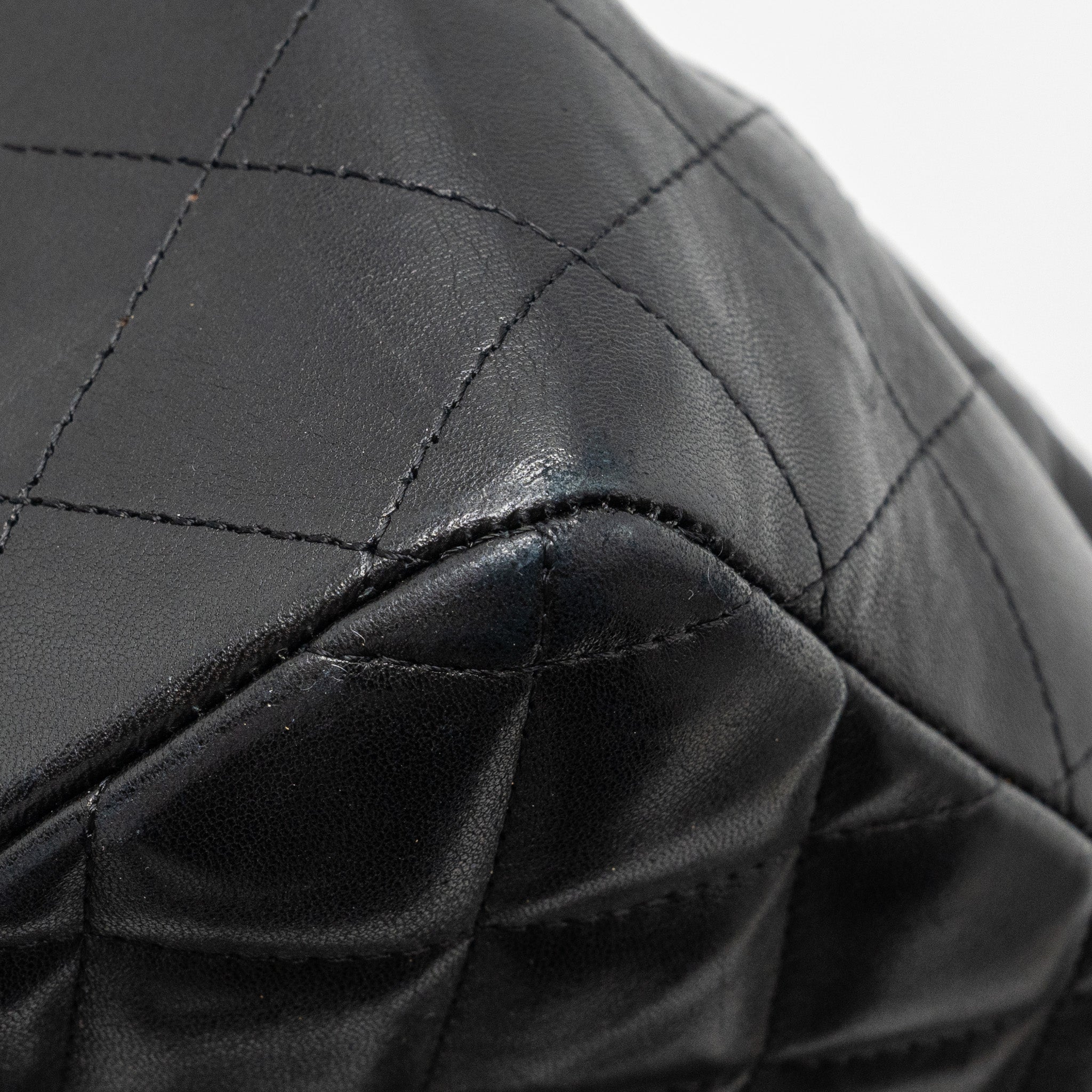CHANEL CLASSIC JUMBO SINGLE FLAP BAG LAMBSKIN BLACK SHW
