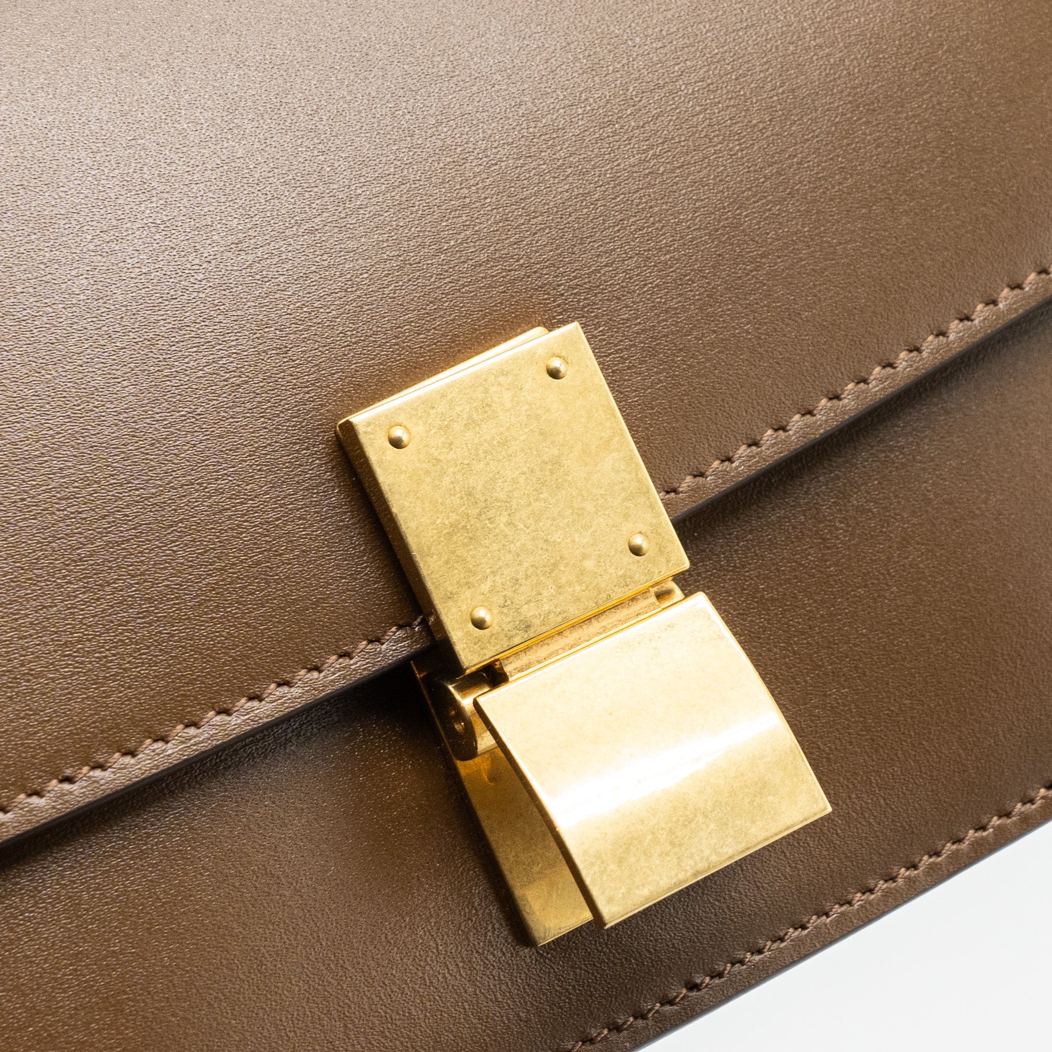 CELINE MINI CLASSIC BAG BOX CALFSKIN CAMEL GHW