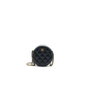 CHANEL ROUND CLUTCH WITH CHAIN BLACK BRUSHED GHW