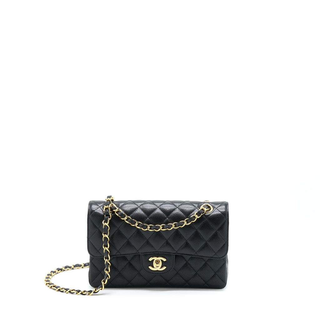 CHANEL SMALL CLASSIC DOUBLE FLAP BAG CAVIAR BLACK GHW