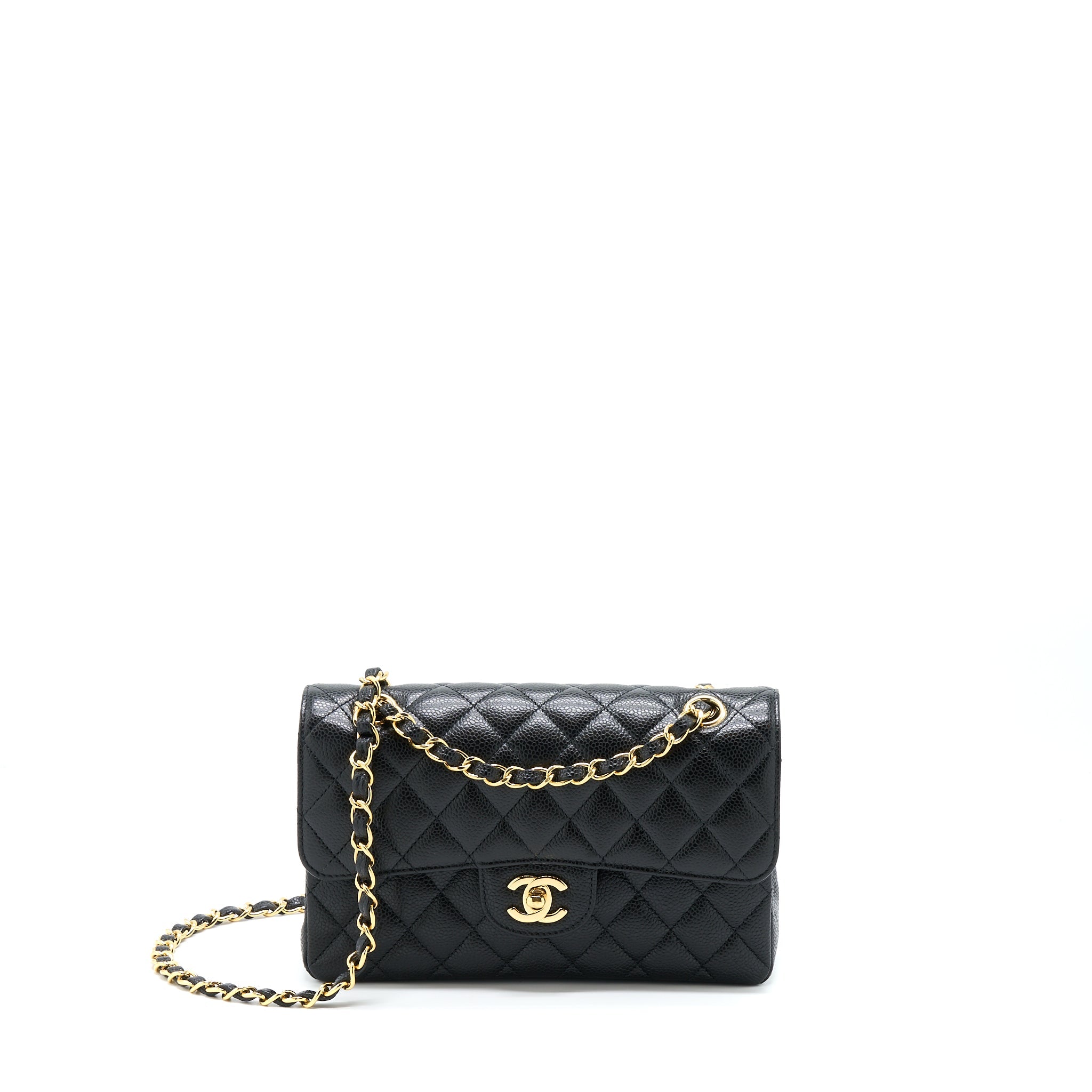 CHANEL SMALL CLASSIC DOUBLE FLAP BAG CAVIAR BLACK GHW
