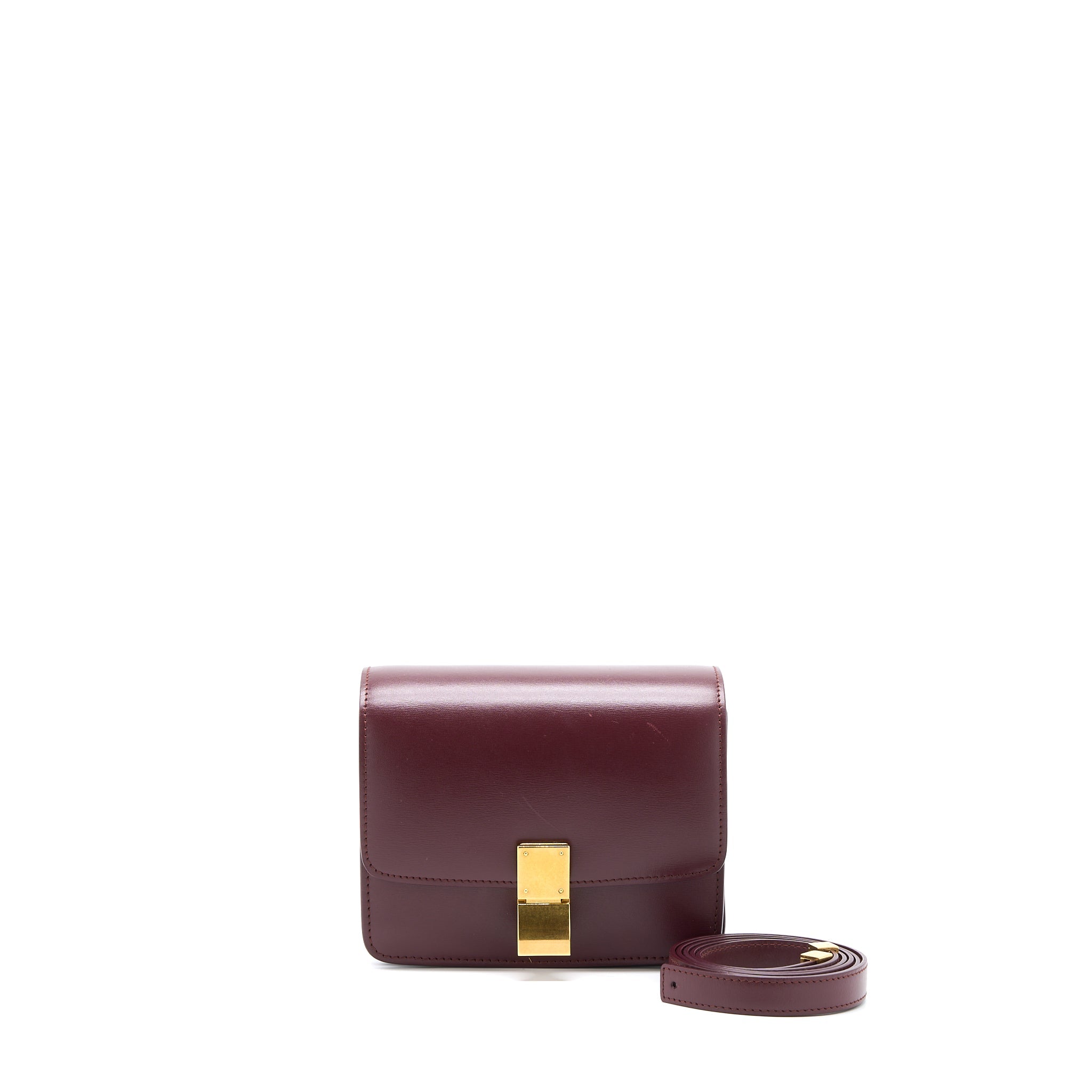 CELINE MINI BOX CALFSKIN BURGUNDY GHW