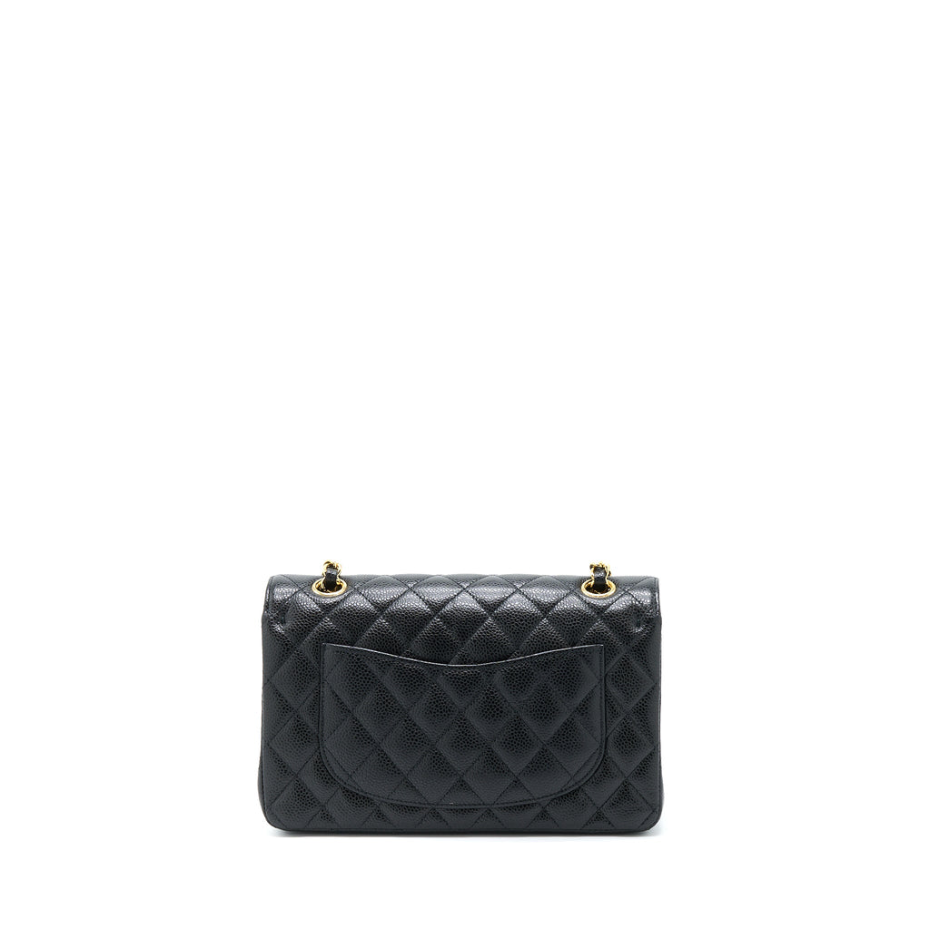 CHANEL SMALL CLASSIC DOUBLE FLAP BAG CAVIAR BLACK GHW