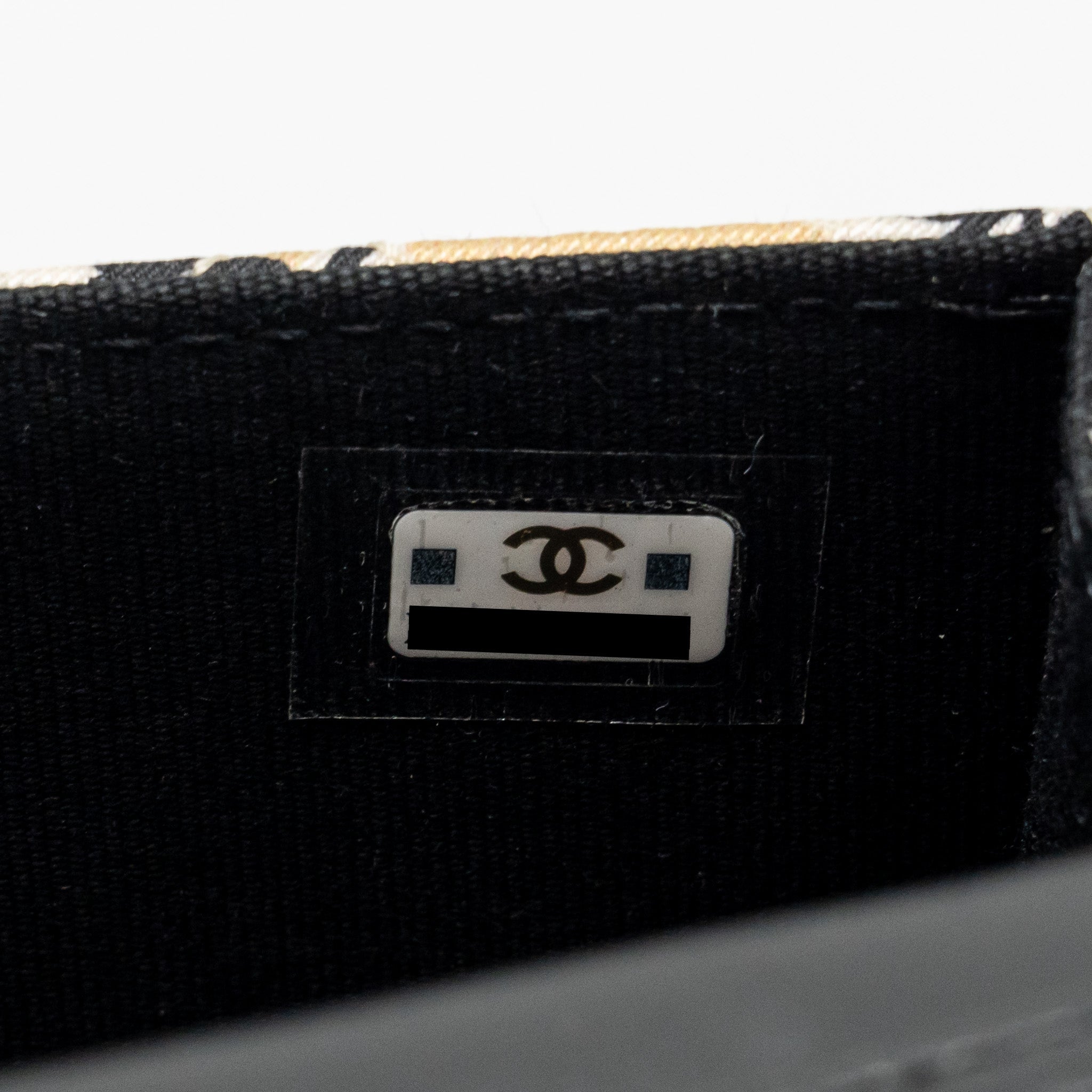 CHANEL MINI FLAP CLUTCH WITH CHAIN FABRIC BEIGE/MULTICOLOUR LGHW(MICROCHIP)