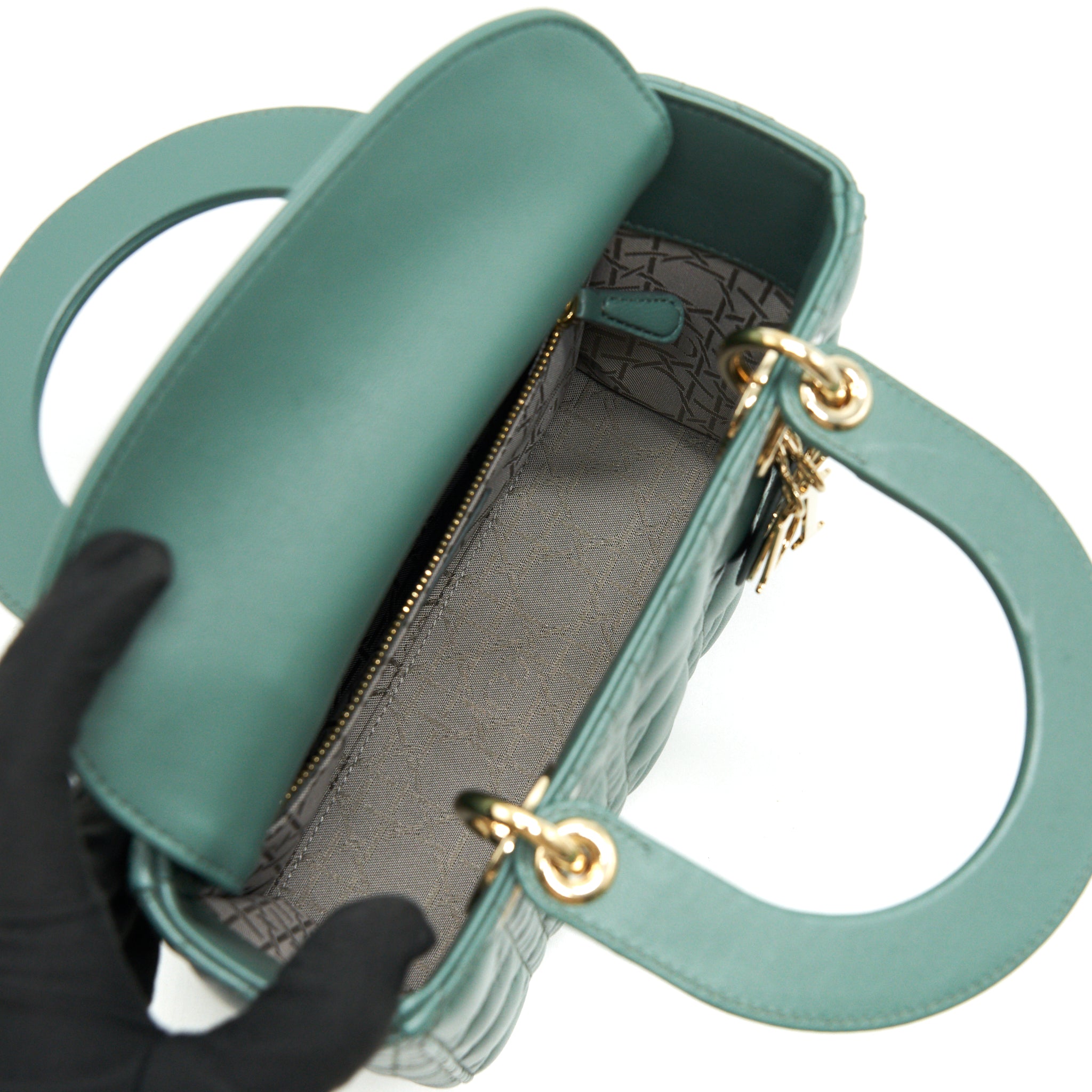 DIOR LAMBSKIN CANNAGE MY ABCDIOR LADY DIOR SMALL GREEN LGHW