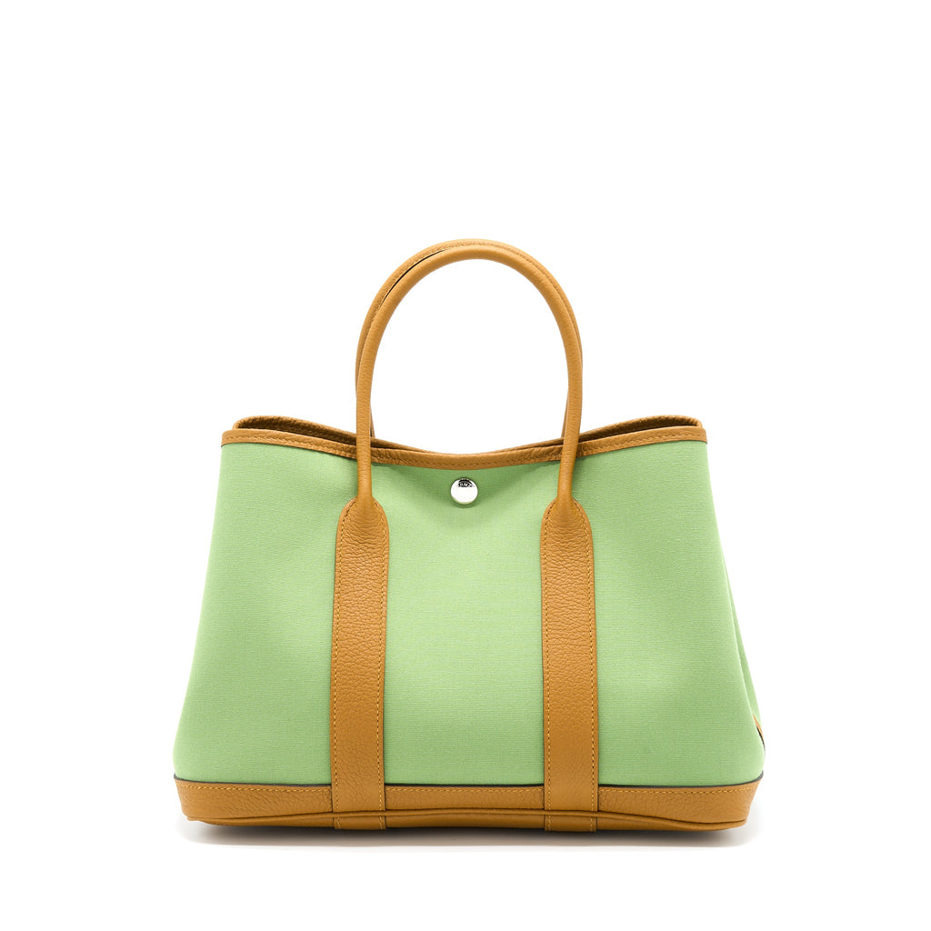 HERMES GARDEN PARTY 30 CANVAS VERT CRIQUET / CORE SHW