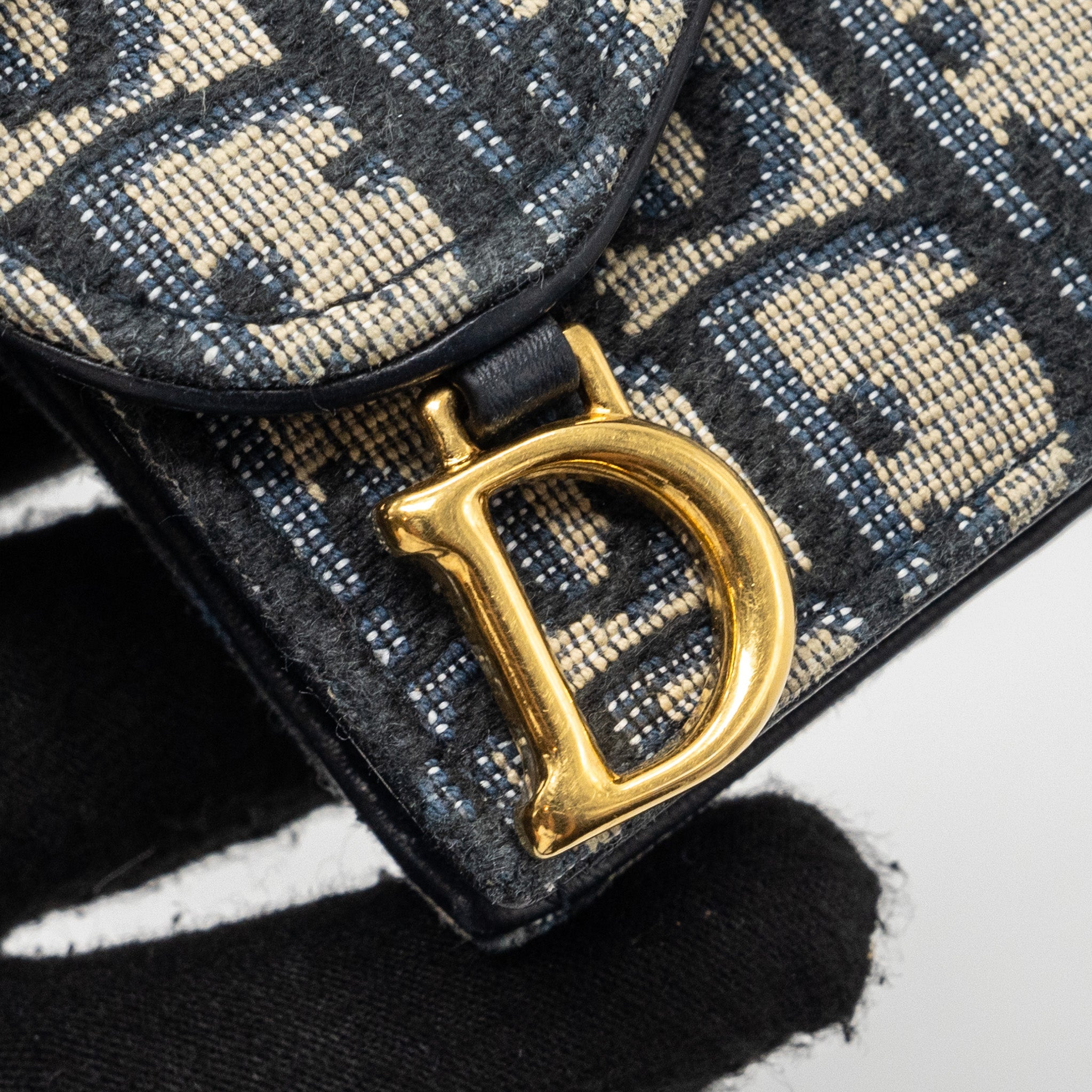 DIOR SADDLE FLAP CARD HOLDER OBLIQUE CANVAS BLUE GHW